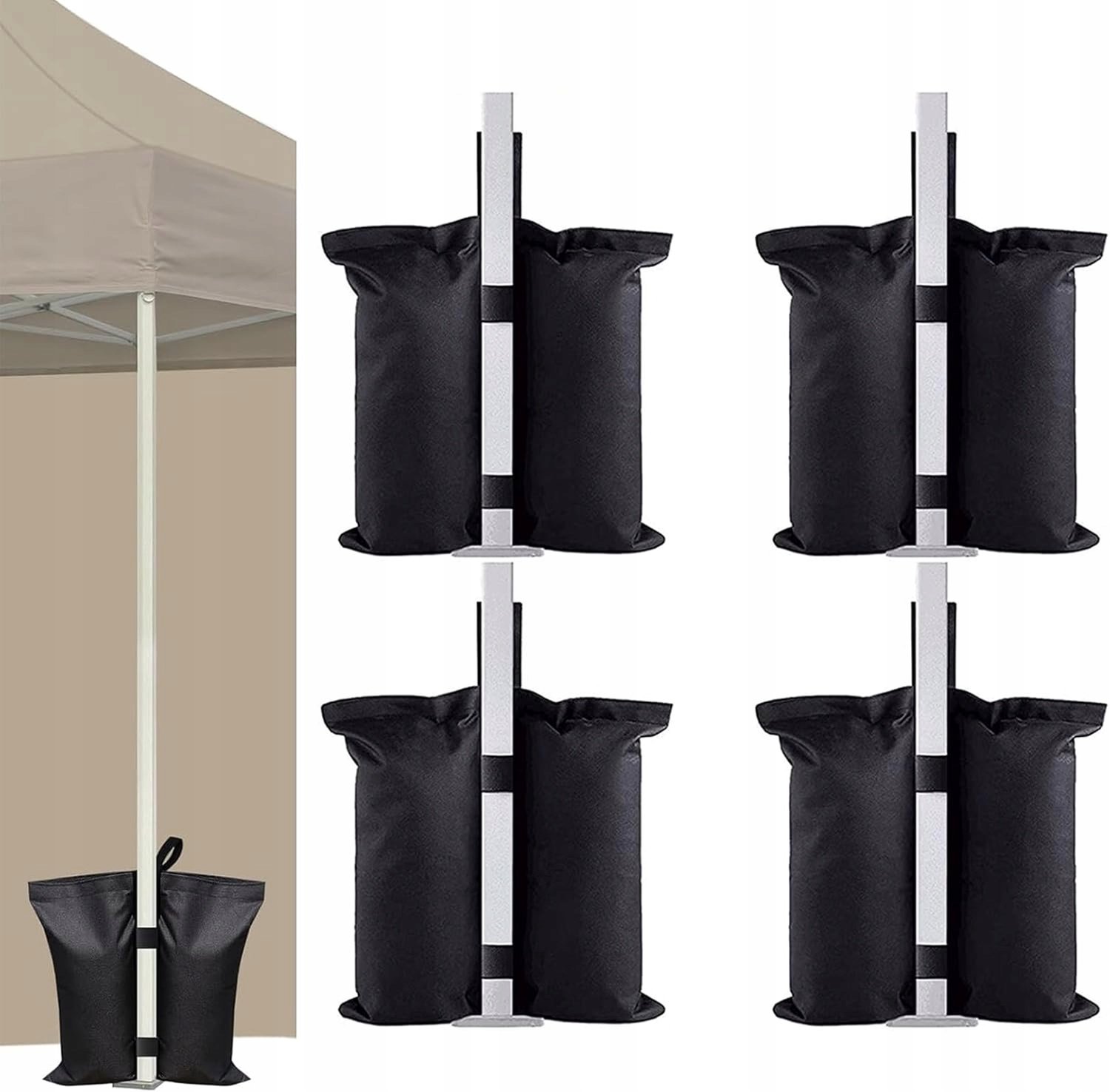 4x Zware Voetkussens voor Tuinpaviljoen en Tent - Zwart