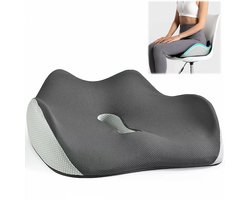 REDOM – Zitkussen – 45 x 36 x 13 cm – Memory foam met langzaam herstel, mesh hoes en rubberen antislip pads – Voor kantoor, stoel, rolstoel en auto – Grijsn