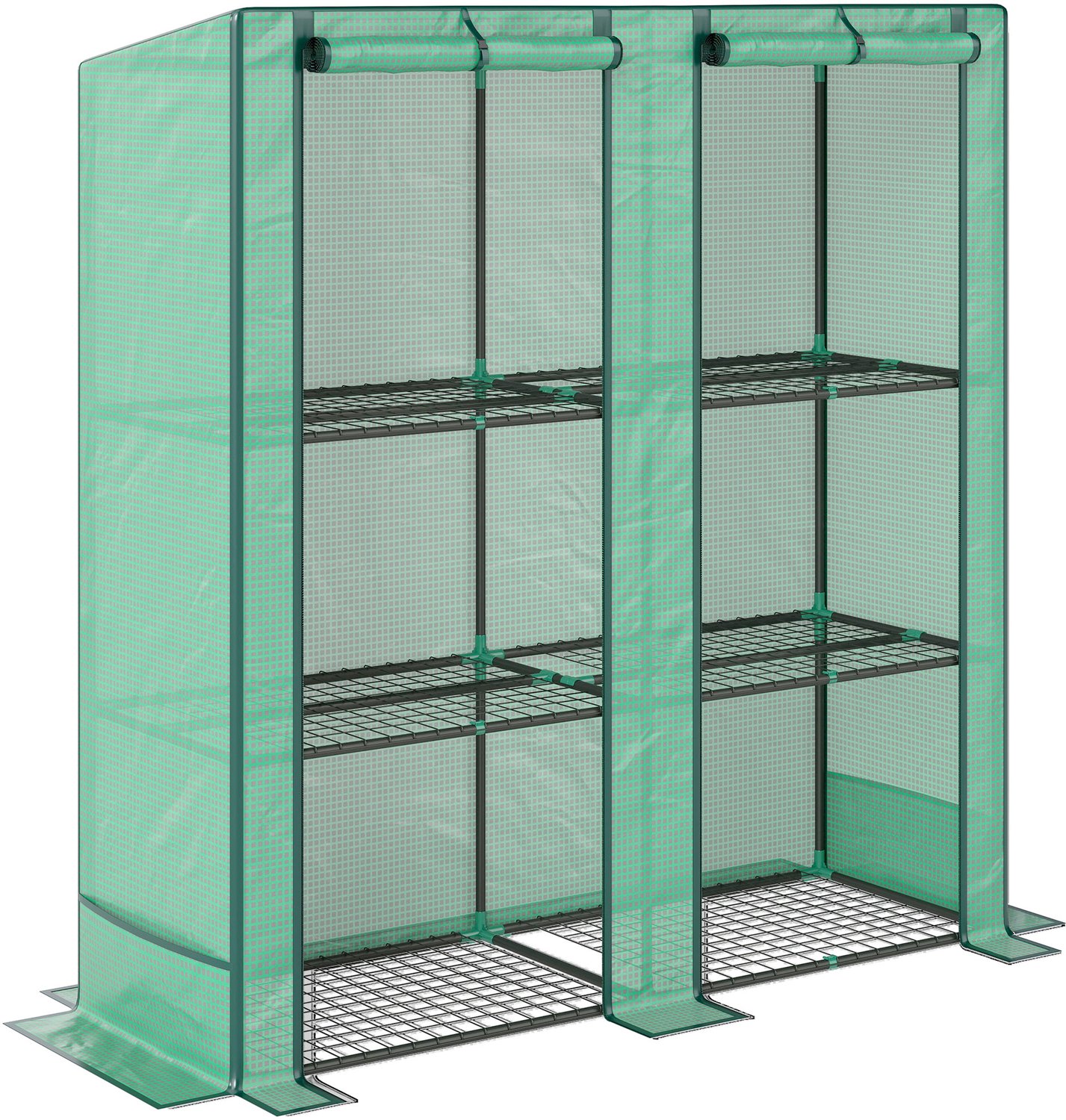 Sunona Minikas met 3 etages - Met 140g/m² UV-bestendige hoes en roldeur - 144 x 48 x 152 cm - Groen