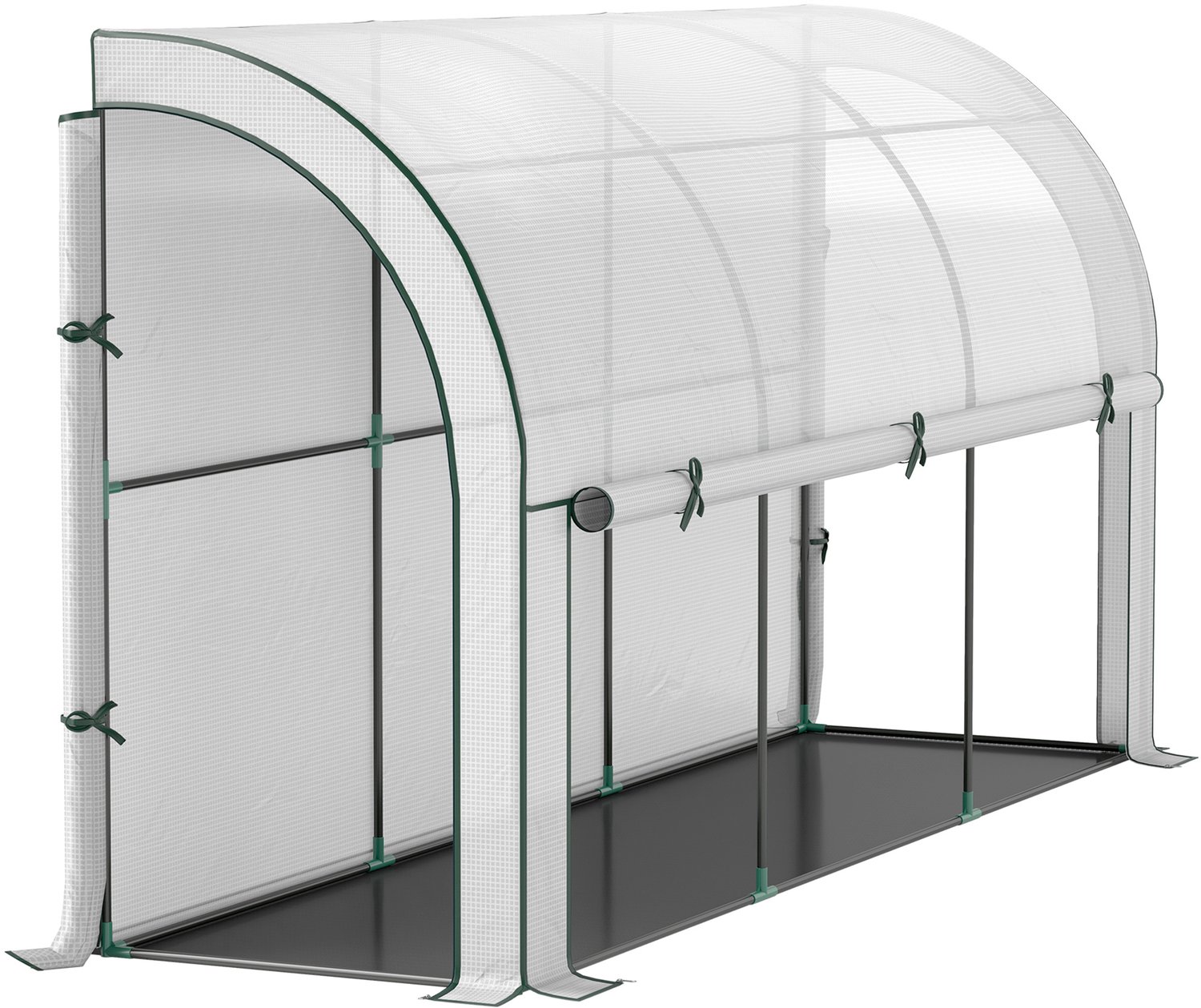 Sunona Muurkas - Met onkruidbarrière, twee deuren en oprolbare voorwand - 300 x 80 x 157 cm - Wit