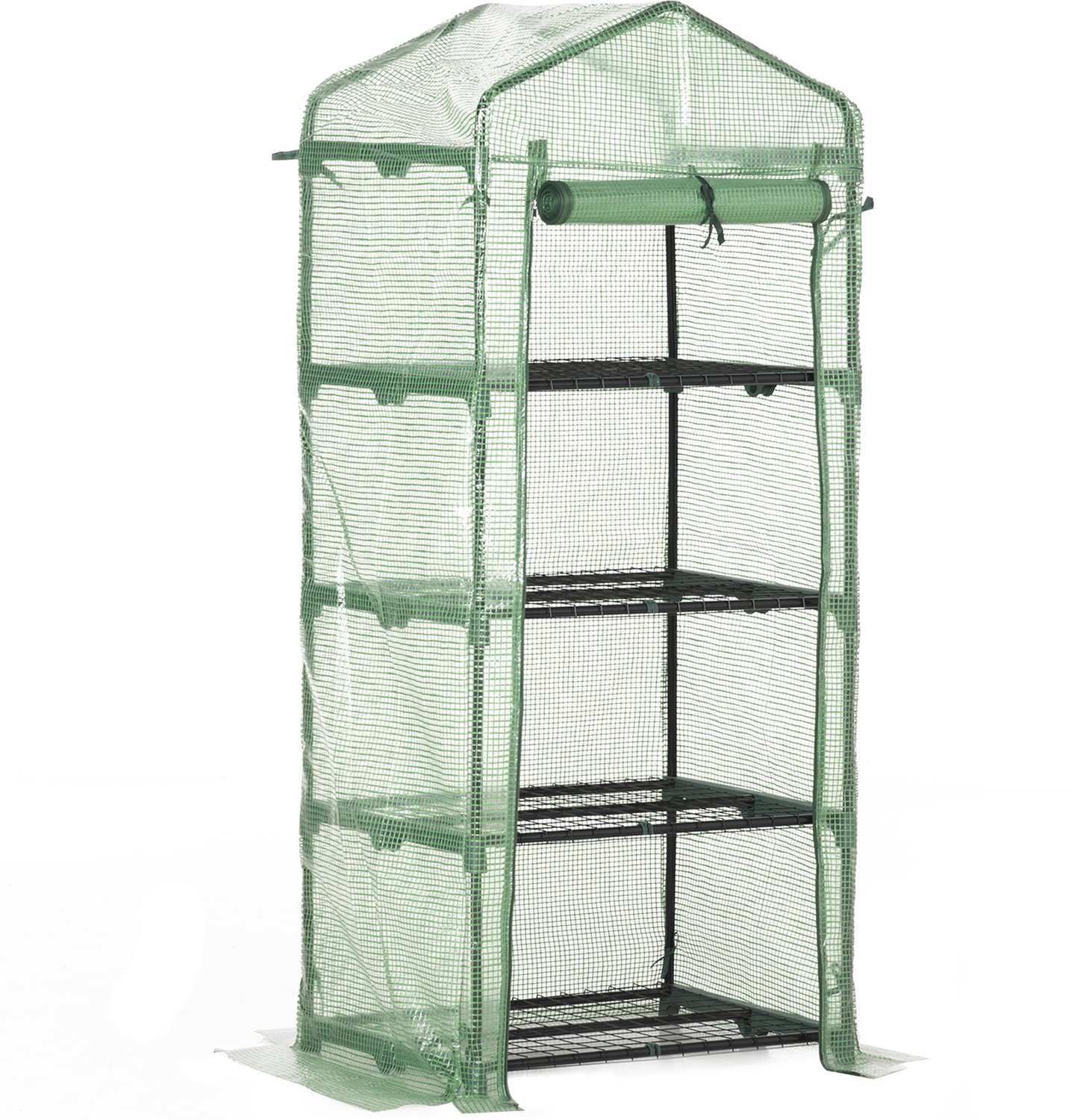Sunona Minikas met 4 schappen - Met roldeur - 70 x 50 x 160 cm - Groen