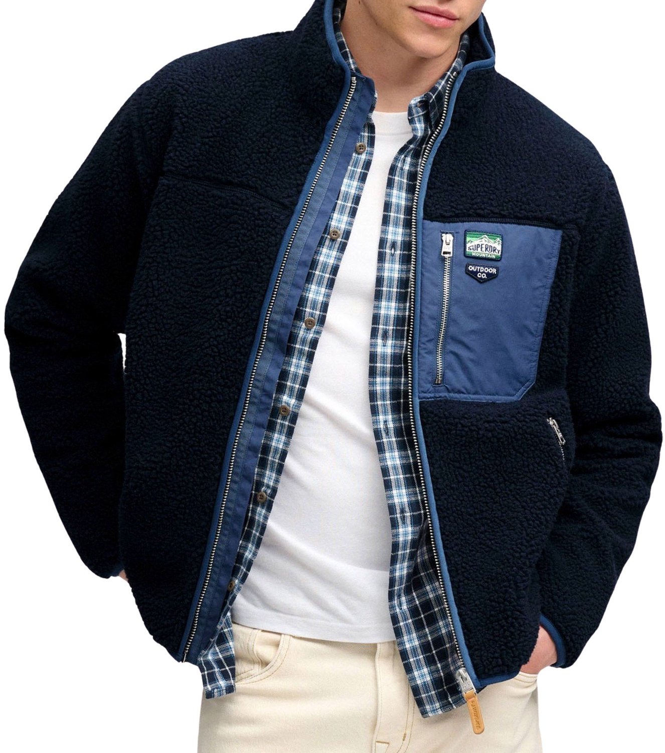 Superdry Vintage Retro Full-Zip Fleece Heren Marineblauw