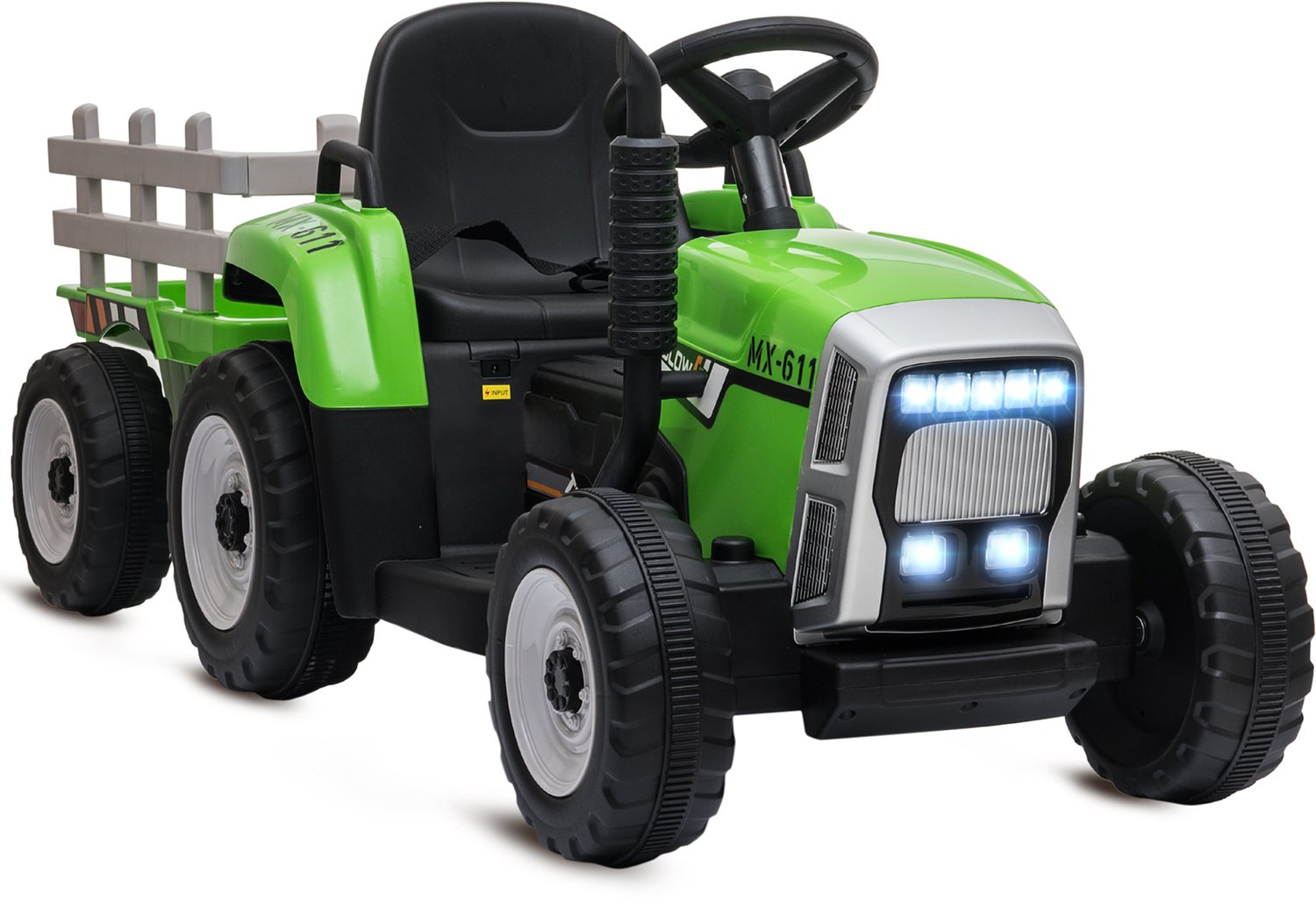 Homona Elektrische kindertractor met aanhanger - Met afstandsbediening - 136,5 x 50 x 52,5 cm - Groen