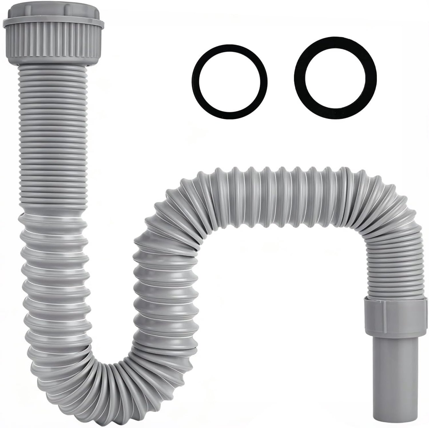 Verlengbare Afvoerslang 45mm met Stalen Draadadapter 40mm - Duurzame Afvoerset voor Keuken en Badkamer, Flexibel en Betrouwbaar