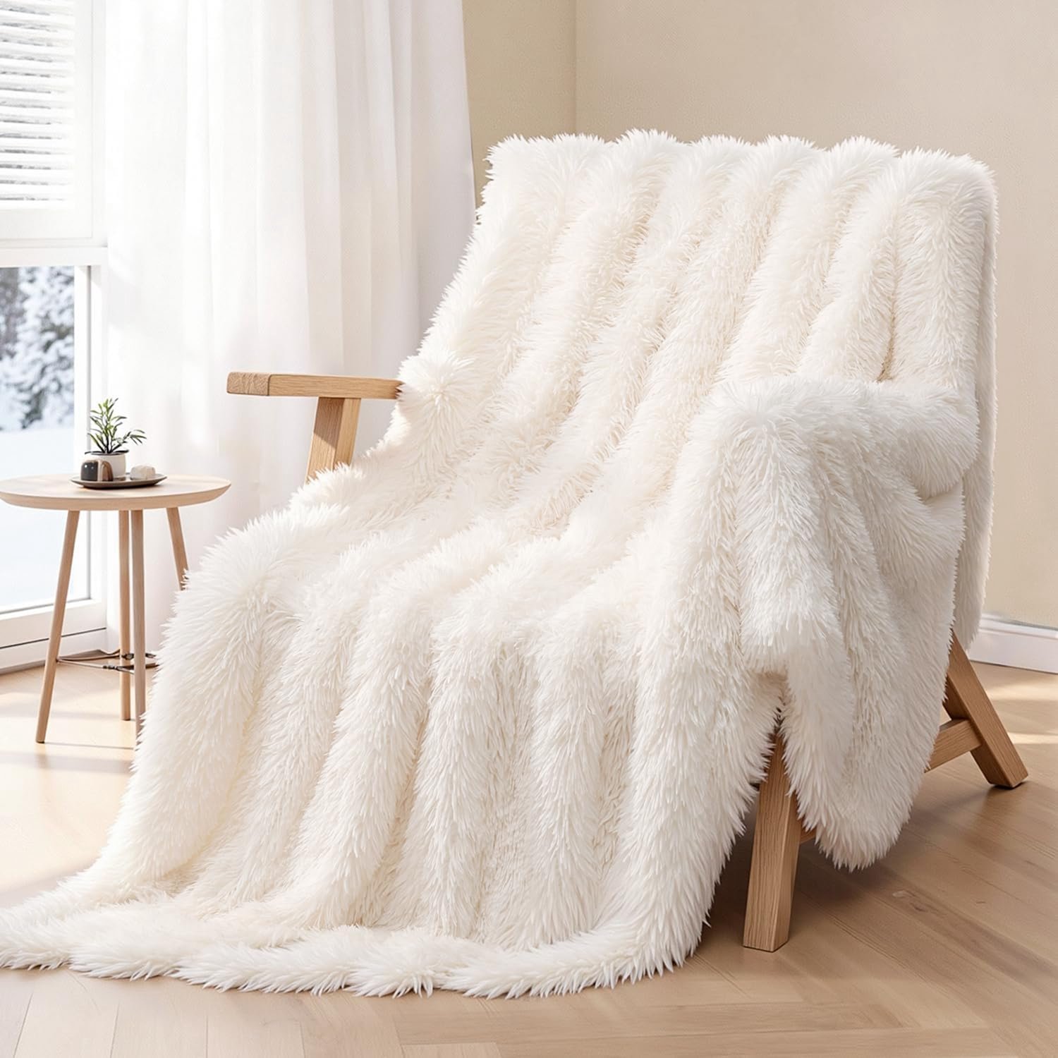 Famanu Knuffeldeken - pluizig - 160 x 200 cm - superzachte warme deken met lange haren - Knuffeldeken Pluizig cm - Super zacht - Warm Langharige Deken Pluizig - Wollen Deken Nepbont