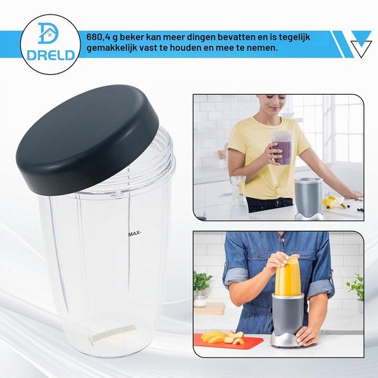 Blenderbekers 710 ml - 2 stuks - Met deksel - Vaatwasserbestendig — afbeelding 4