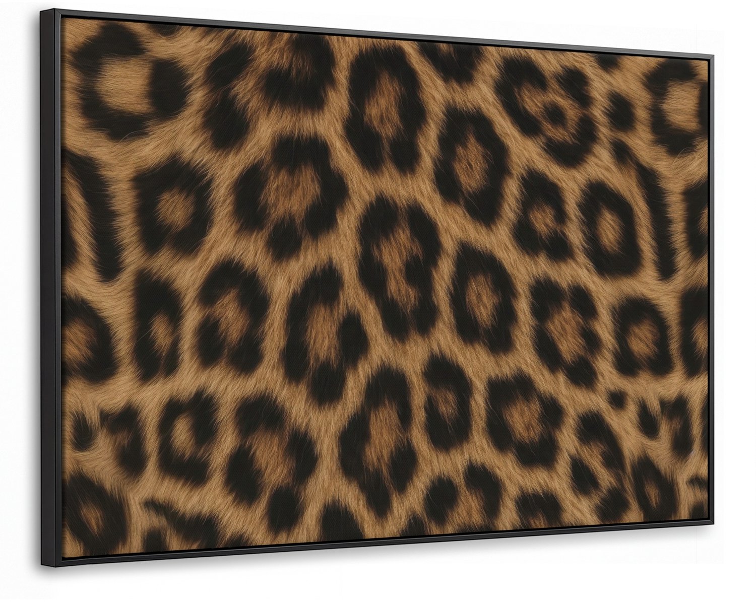 Canvas Schilderij met Baklijst XXL Canvas Schilderij met Baklijst 140x90cm - Pantervacht - Realistisch - Bruin - Muurdecoratie woonkamer - Slaapkamer decoratie - Kamer accessoires - Schilderijen op canvas met lijst groot