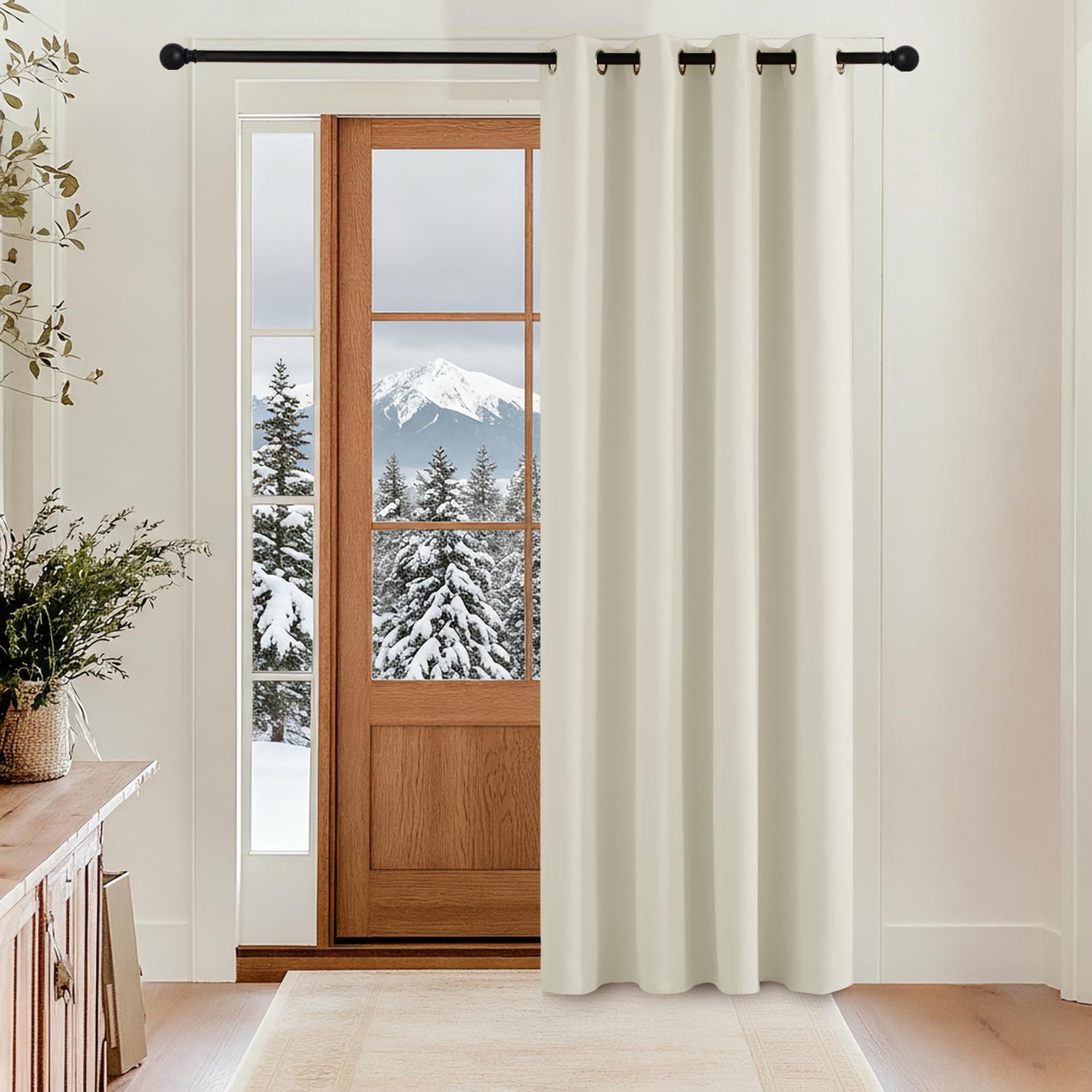 Famanu Verduisterende gordijnen kant-en-klaar, thermisch isolerend, 140B x 200H cm, lichtbeige, ideaal voor woonkamer en slaapkamer met ringen voor optimale privacy en energiebesparing