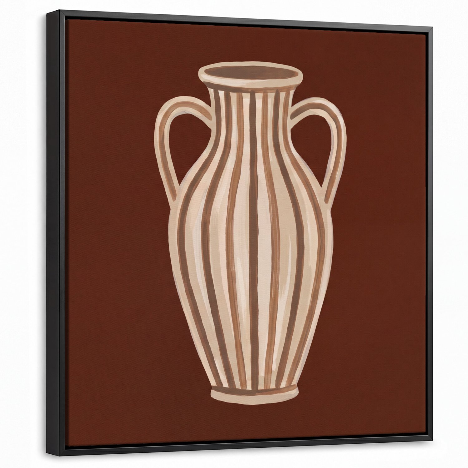 Canvas Schilderij met Baklijst 50x50cm - Vaas - Strepen - Modern - Muurdecoratie woonkamer - Slaapkamer decoratie - Kamer accessoires - Schilderijen op canvas met lijst