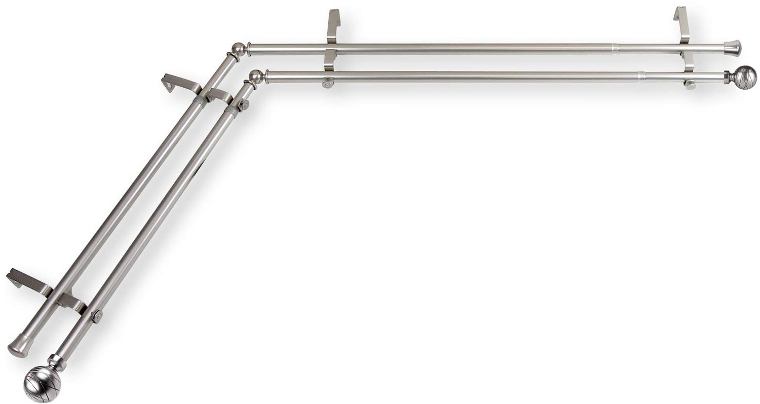 Hoekraam Dubbele Stang - Verstelbaar 48-84 inch - Satijn Nikkel