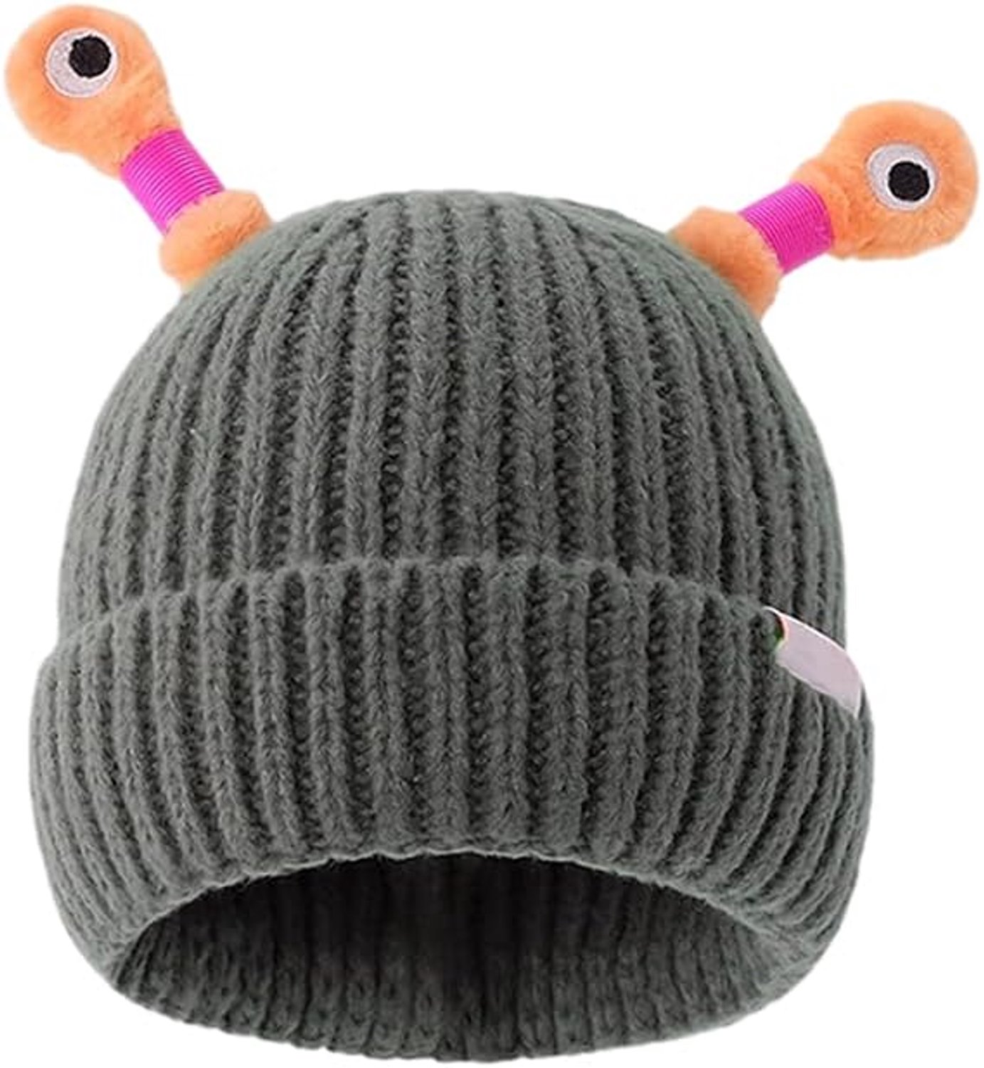 Lichtgevende monster muts nieuw model 2026 warm en ouderkind voor winter ouderkind cartoon breimuts voor ouder en kind – 1 stuk Grijs