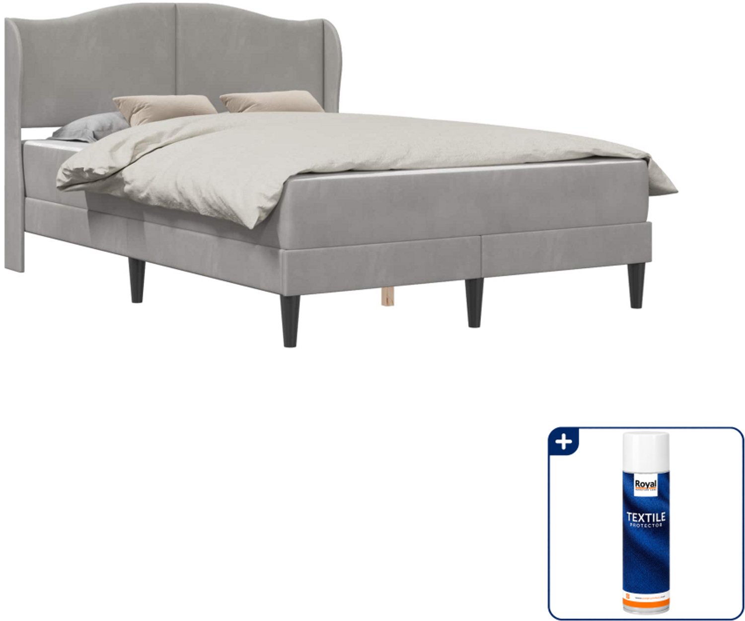 vidaXL bed met matras - Small double 140 x 200 cm - lichtgrijs - Inclusief textielbeschermer 500 ml