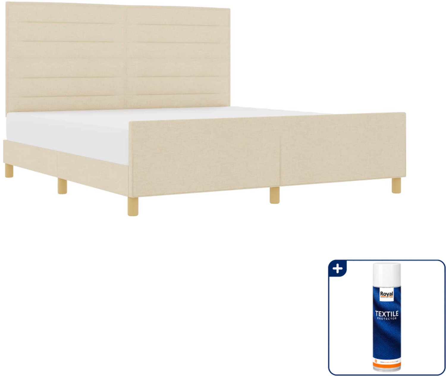 vidaXL Bedframe - Kingsize - 180 x 200 cm - Crème - Inclusief textielbeschermer 500 ml