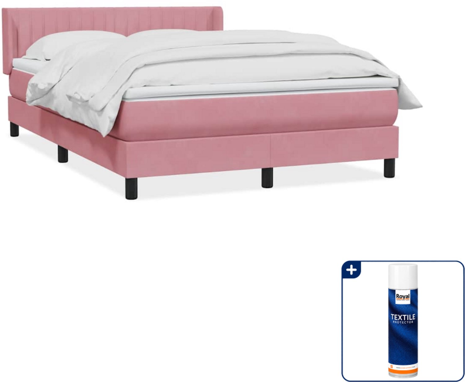 vidaXL boxspring - Queensize 160 x 210 cm - roze - Inclusief textielbeschermer 500 ml