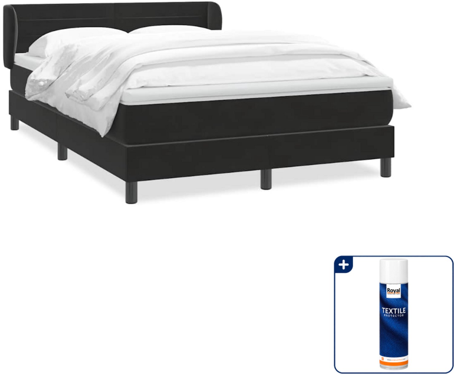vidaXL boxspring met matras - Queensize - 160 x 210 cm - zwart - Inclusief textielbeschermer 500 ml Bruin