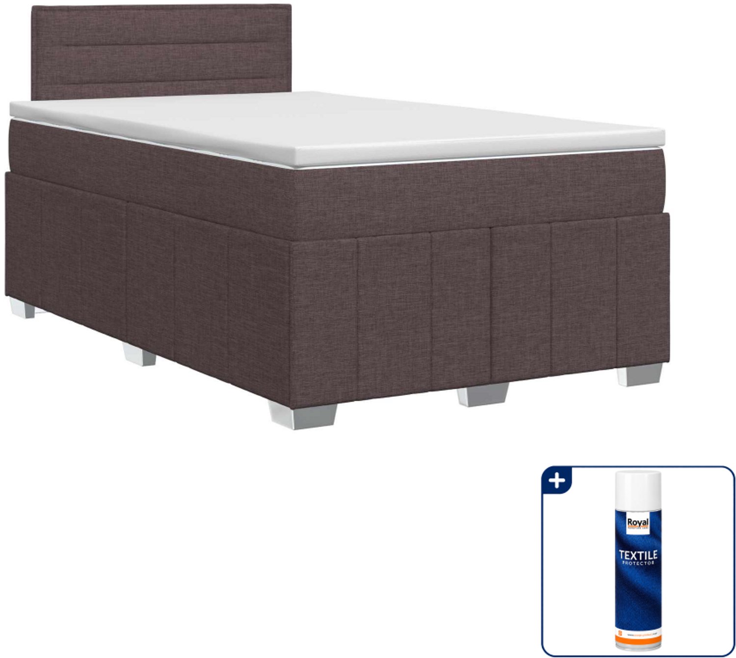 vidaXL Boxspringbed met matras - 120 x 190 cm - donkerbruin - Inclusief textielbeschermer 500 ml