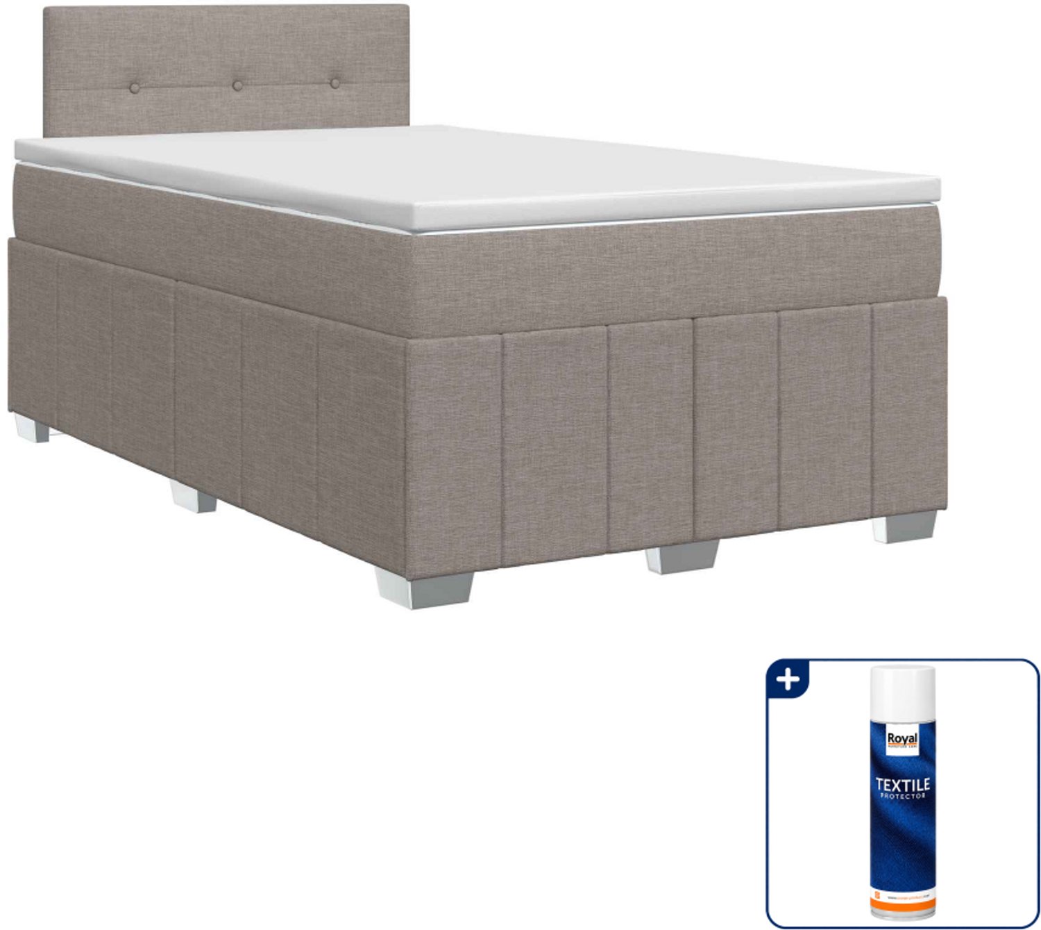 vidaXL boxspringbed - 120 x 190 cm - taupe - Inclusief textielbeschermer 500 ml