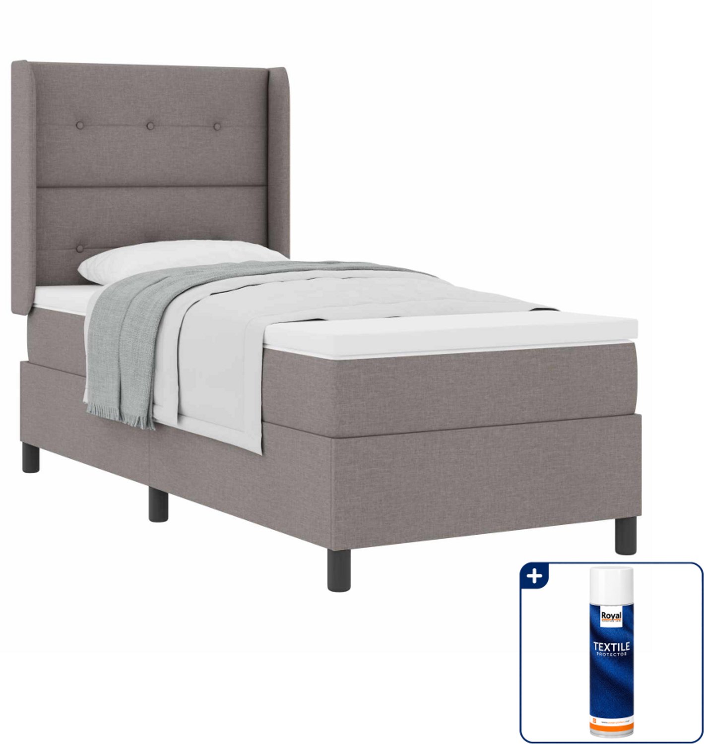 vidaXL boxspringbed - 80 x 200 cm - taupe - Inclusief textielbeschermer 500 ml