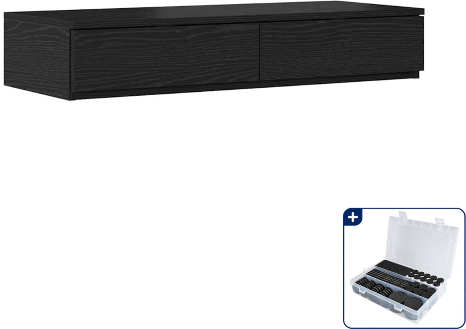 vidaXL opbergbedframe - 80 x 200 cm - zwart eiken - Inclusief antikrasvilt 177-delig