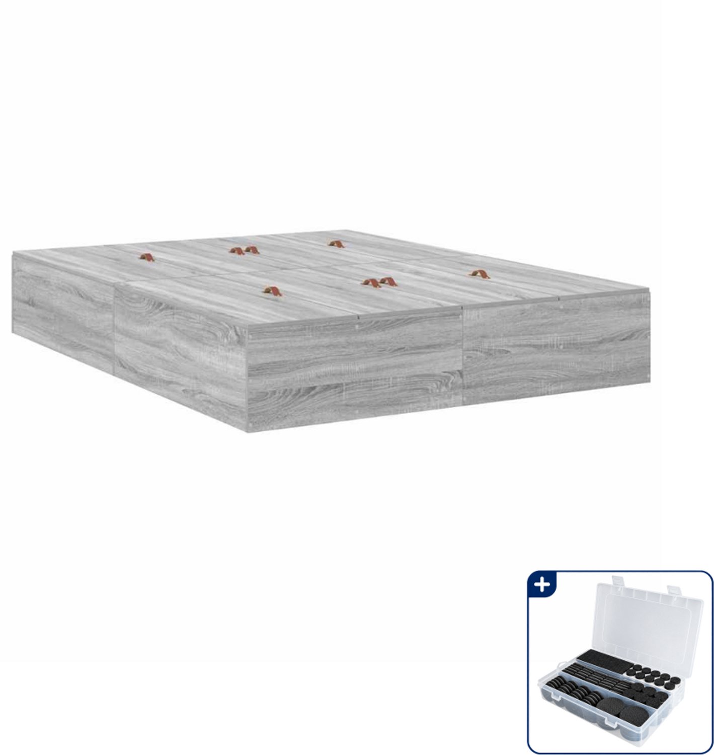 vidaXL queensize opbergbedframe - 160 x 200 cm - grijs sonoma - Inclusief antikrasvilt 177-delig