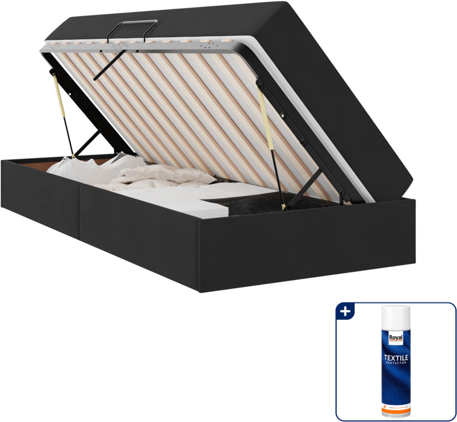 vidaXL opbergbed - 100 x 200 cm - metaal - zwart - Inclusief textielbeschermer 500 ml Grijs