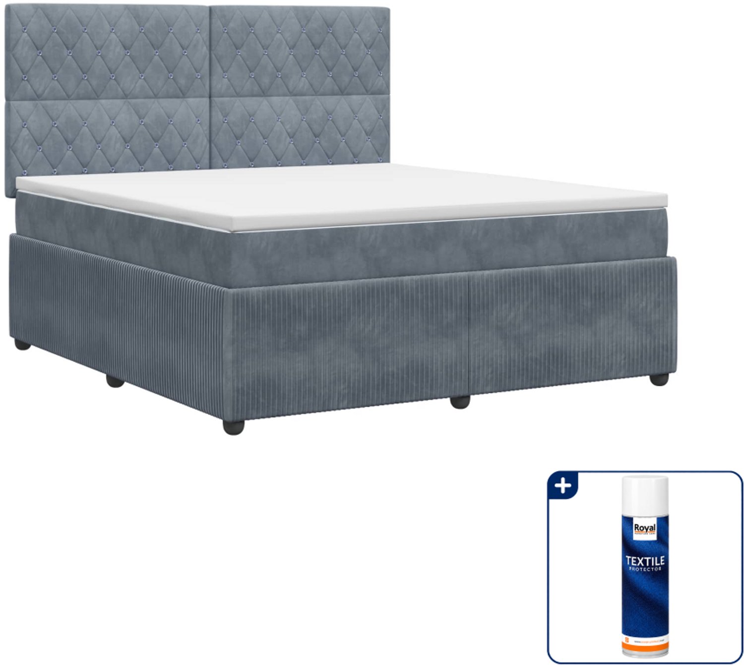 vidaXL boxspringbed - Queensize - 160 x 200 cm - donkergrijs - Inclusief textielbeschermer 500 ml Donker Grijn