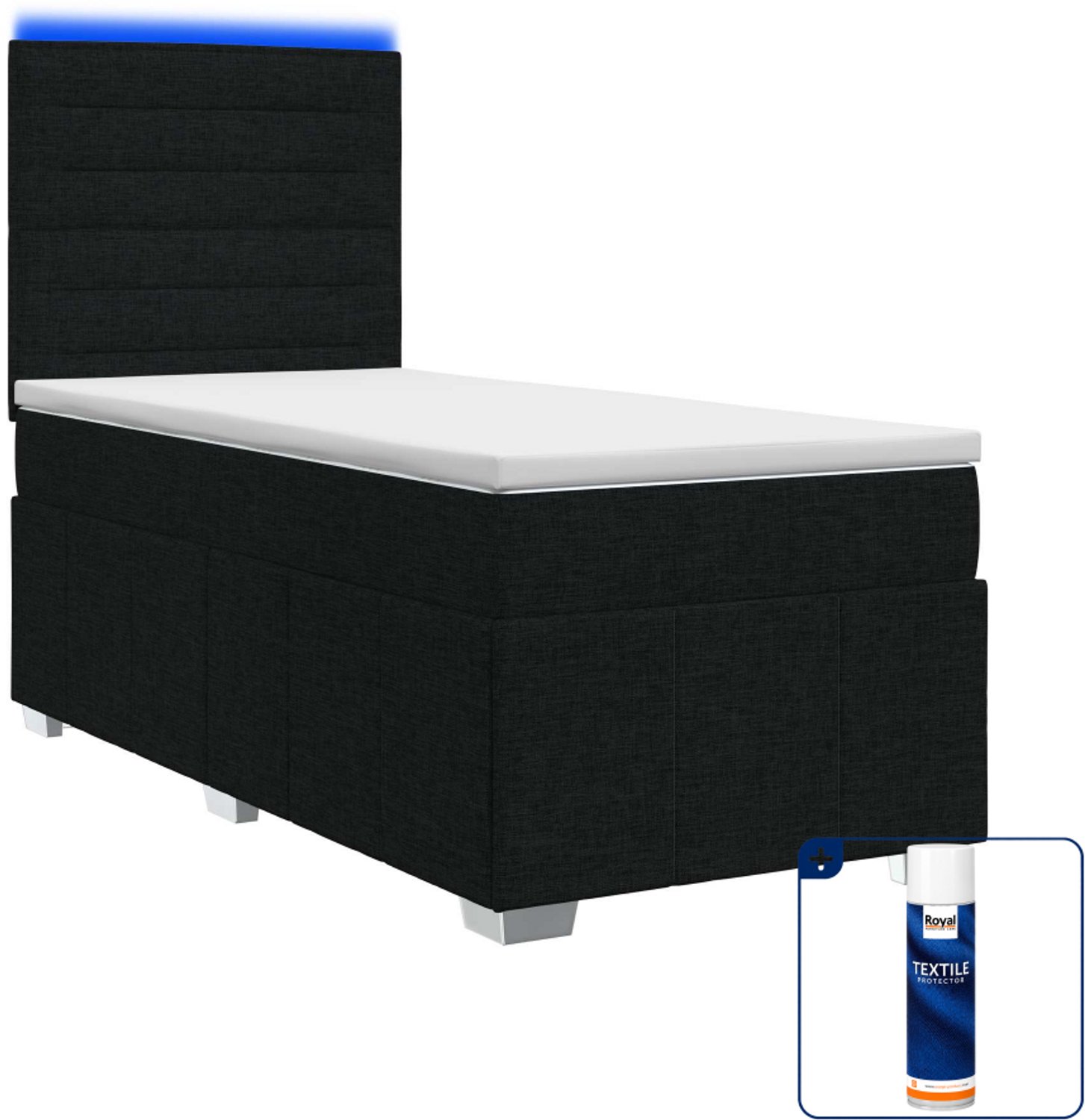 vidaXL boxspring met matras 90 x 200 cm - zwart - Inclusief textielbeschermer 500 ml