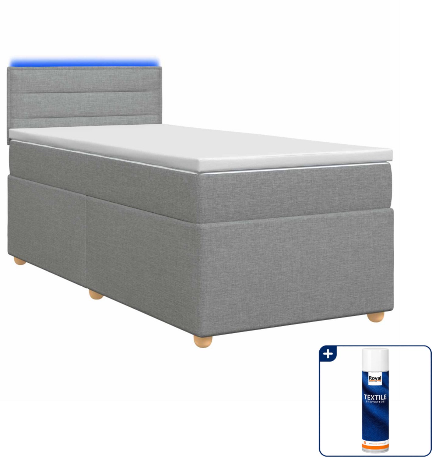 vidaXL boxspringbed met matras - 100 x 200 cm - lichtgrijs - Inclusief textielbeschermer 500 ml