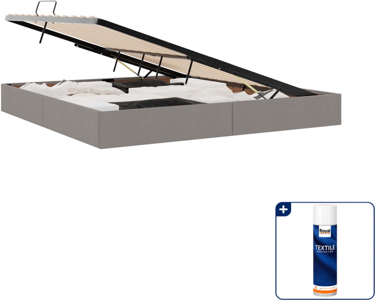 vidaXL ottoman bedframe - 200 x 200 cm - stof - taupe - Inclusief textielbeschermer 500 ml