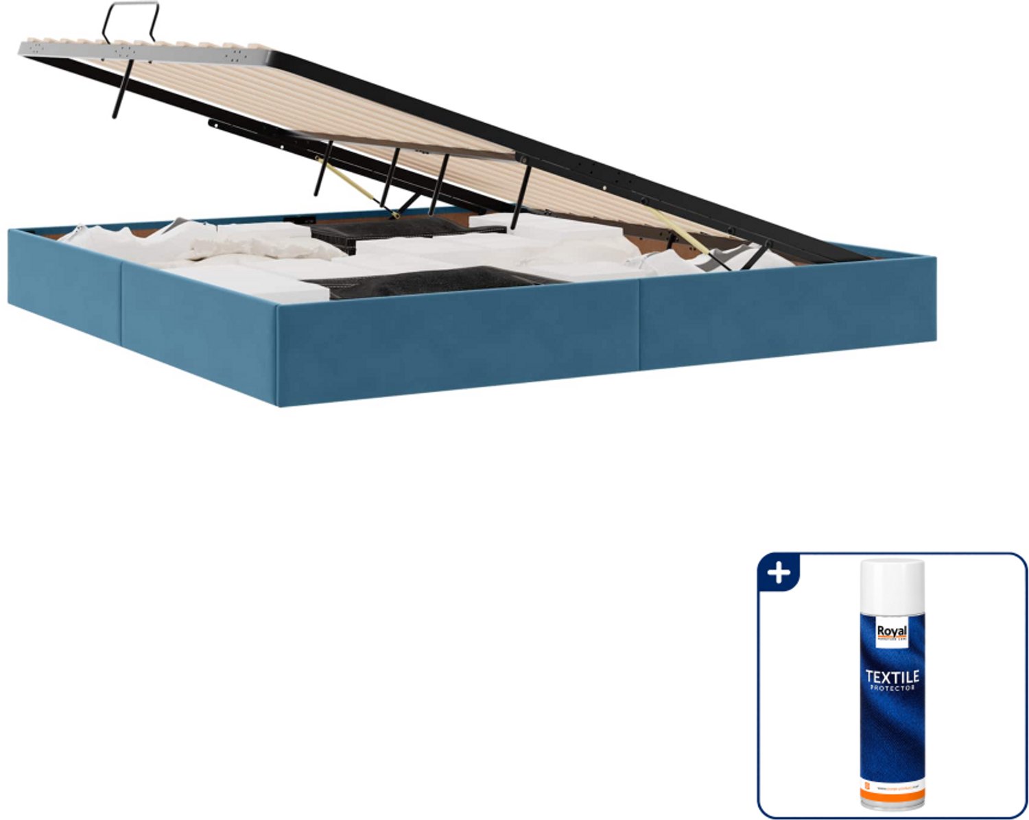vidaXL ottoman bedframe - 200 x 200 cm - fluweel - donkerblauw - Inclusief textielbeschermer 500 ml