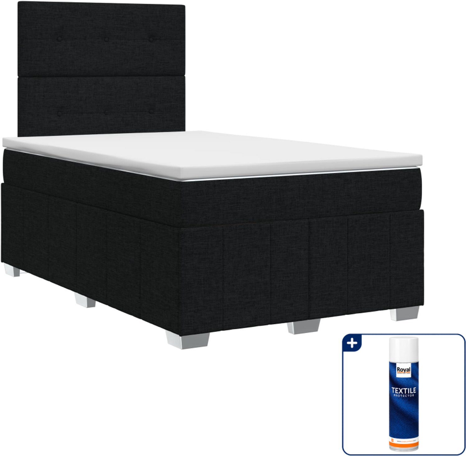 vidaXL boxspringbed - 120 x 190 cm - zwart - Inclusief textielbeschermer 500 ml