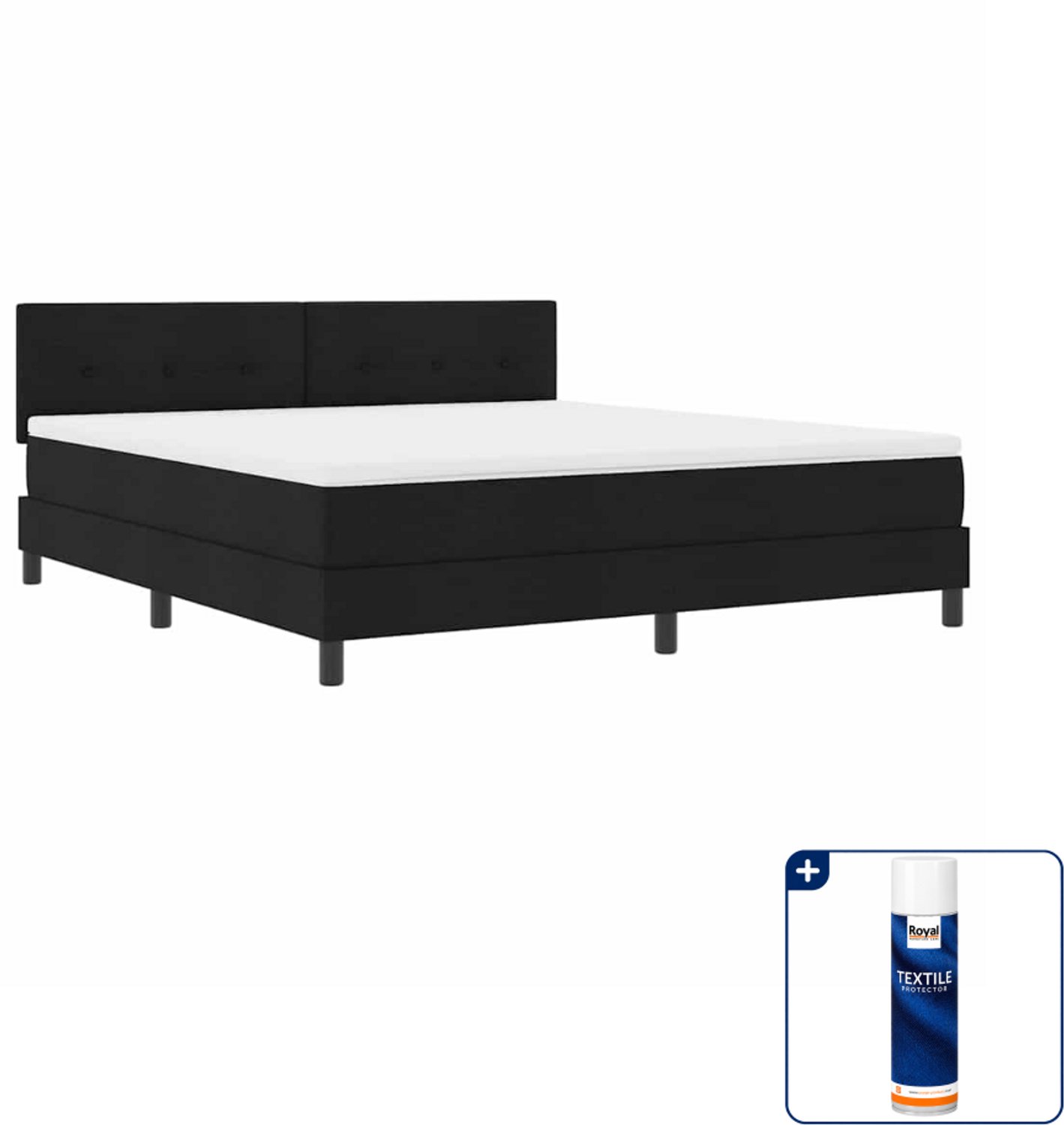 vidaXL Boxspring Kingsize - 180 x 200 cm - zwart - Inclusief textielbeschermer 500 ml