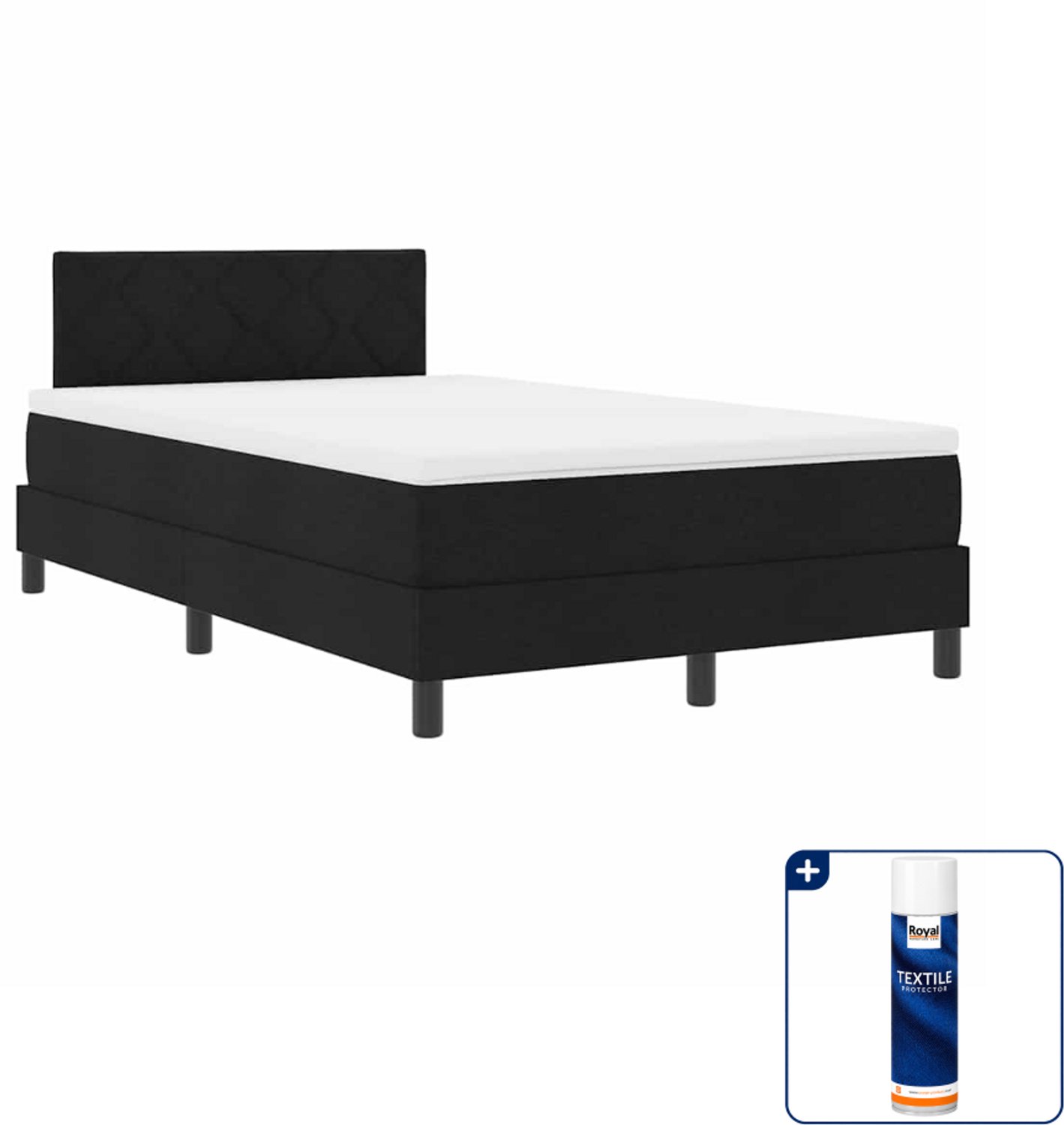 vidaXL boxspring - 120 x 200 cm - stof - zwart - Inclusief textielbeschermer 500 ml