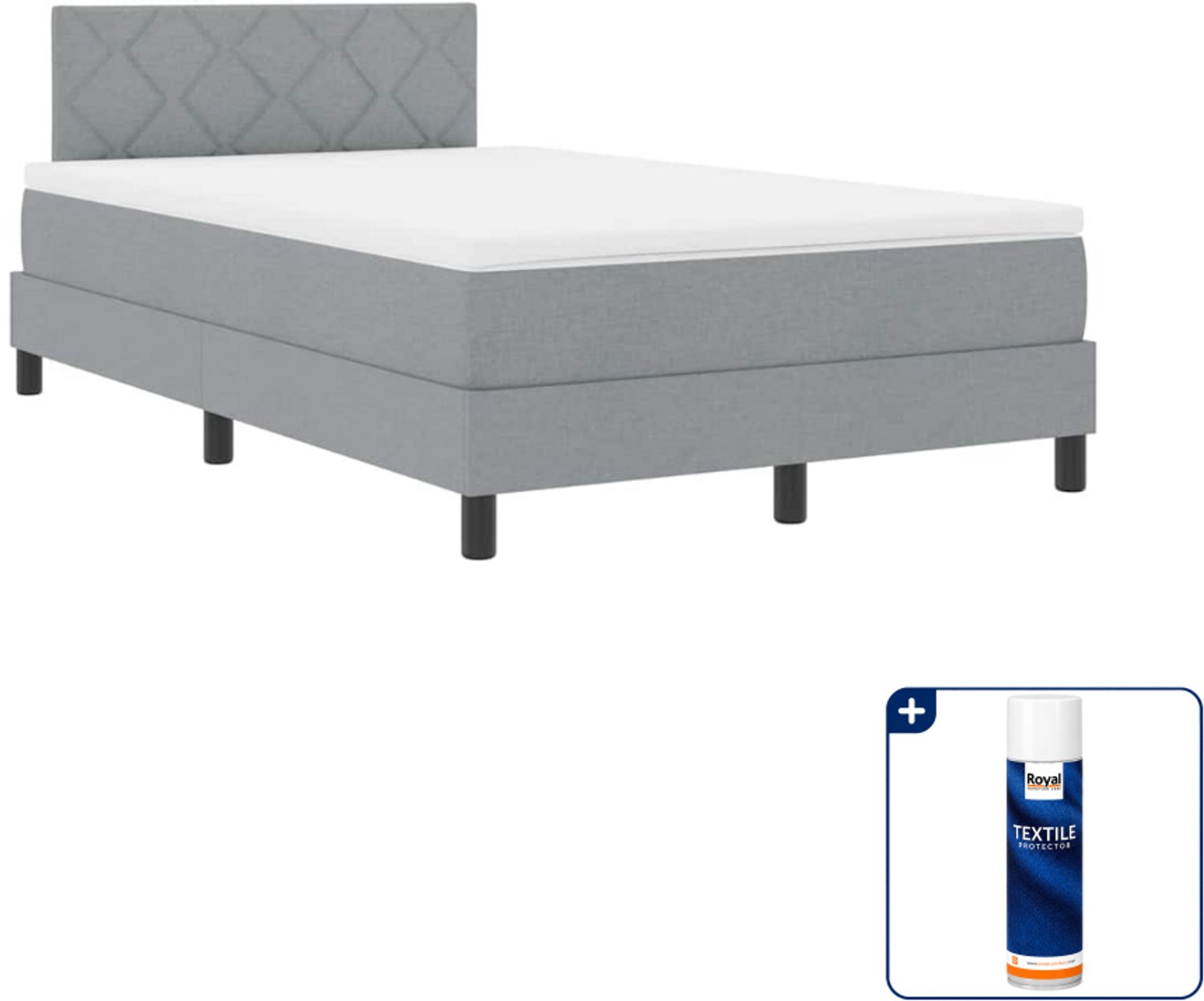 vidaXL boxspring bed - 120 x 200 cm - stof - lichtgrijs - Inclusief textielbeschermer 500 ml