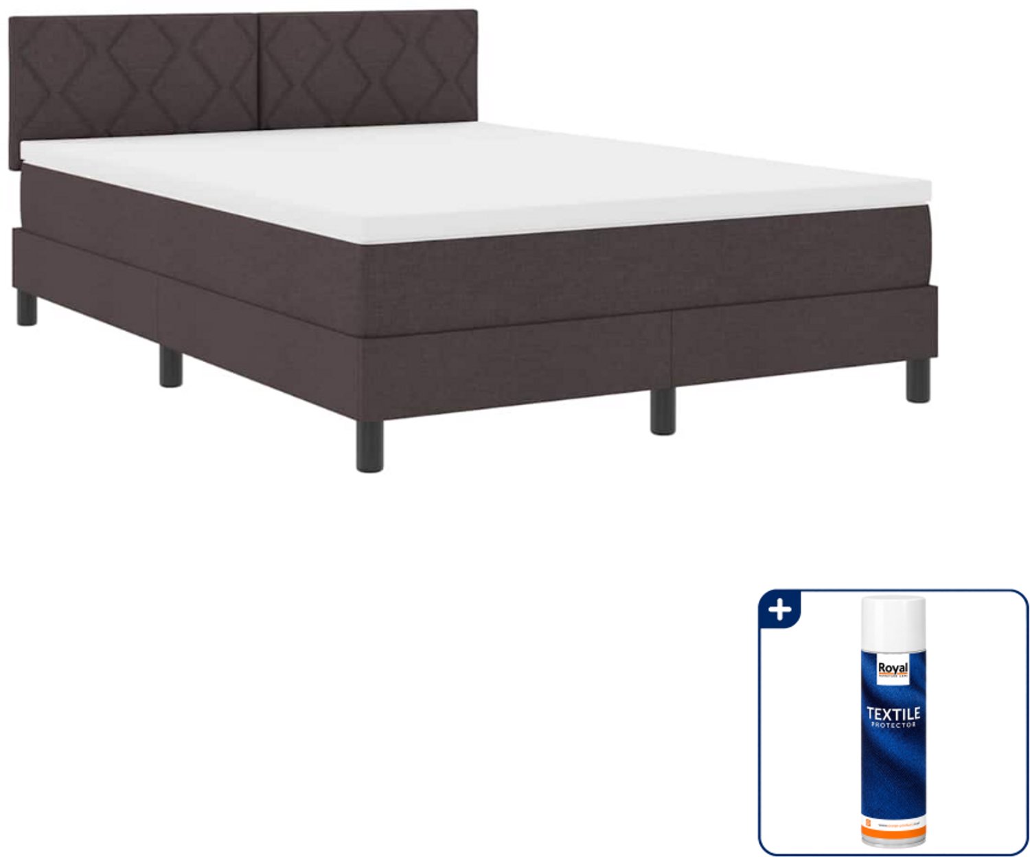 vidaXL Queensize boxspring - 160 x 200 cm - donkerbruin - Inclusief textielbeschermer 500 ml