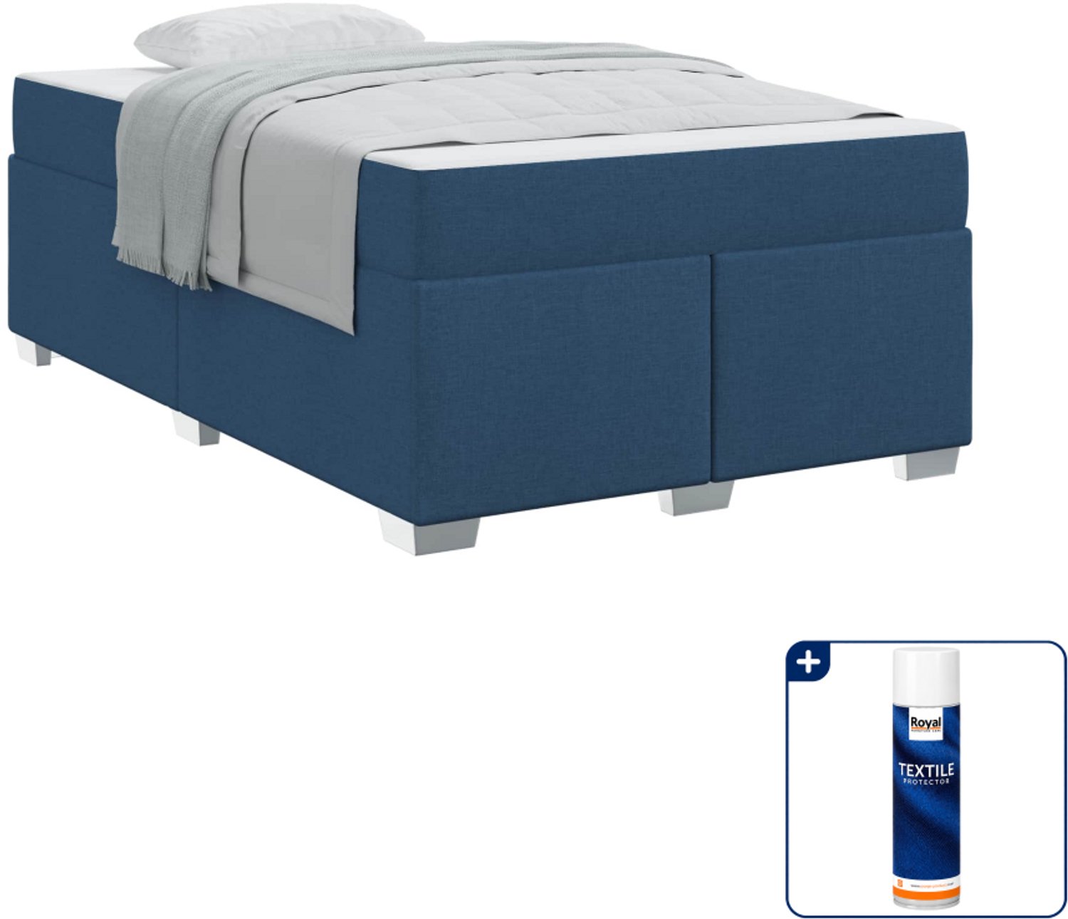 vidaXL bedframe met matras - 120 x 200 cm - stof - blauw - Inclusief textielbeschermer 500 ml Zwart