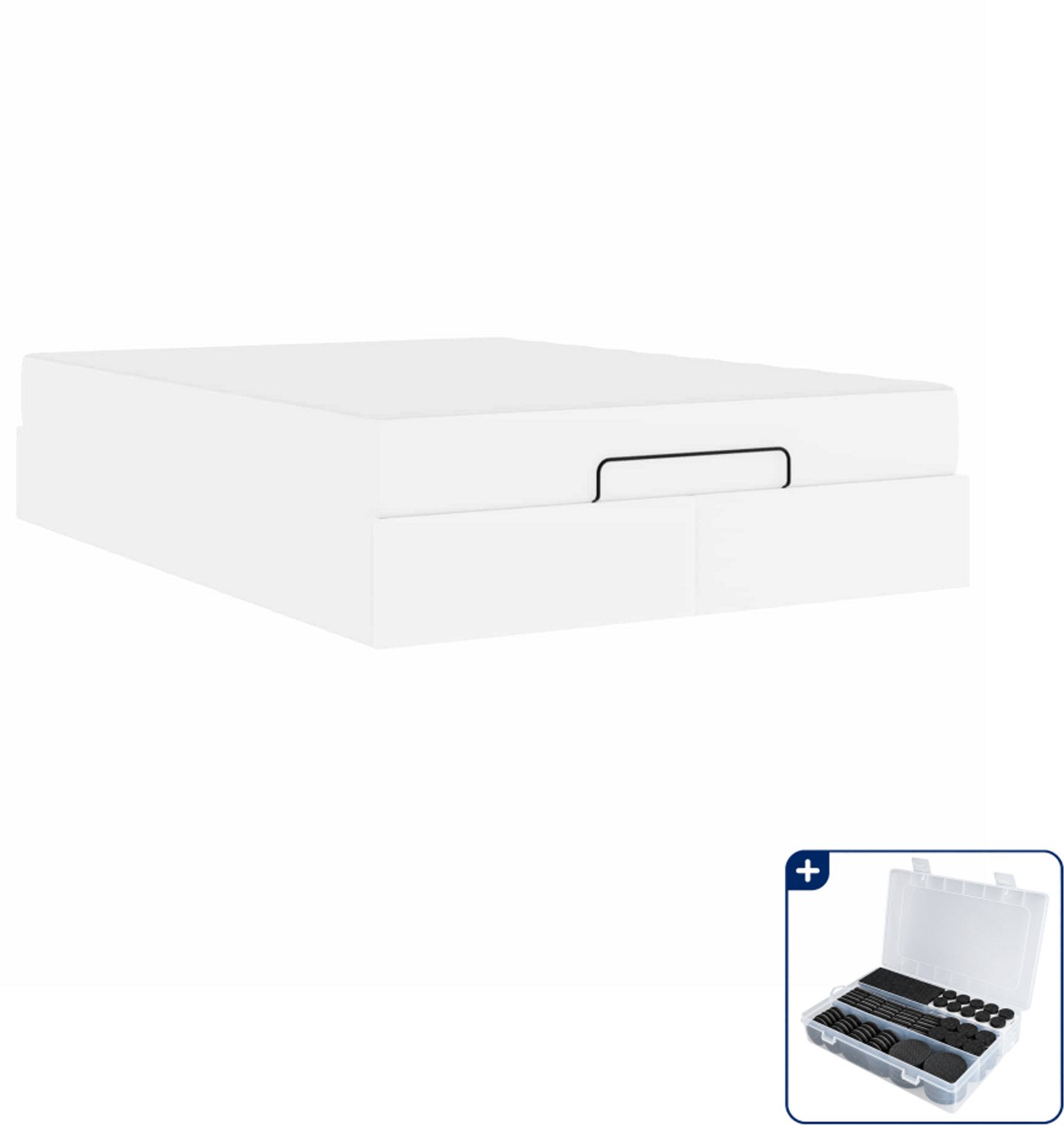 vidaXL queensize bedframe met matras - 160 x 200 cm - wit - Inclusief antikrasvilt 177-delig