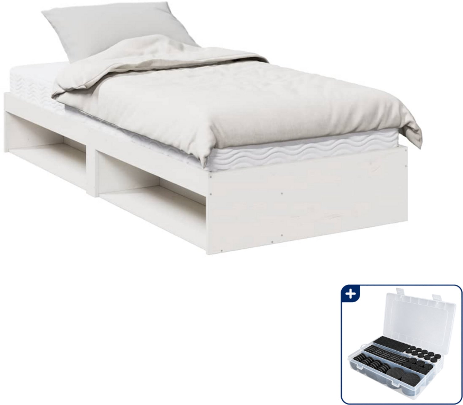vidaXL slaapbank met matras - 100 x 200 cm - massief grenenhout - wit - Inclusief antikrasvilt 177-delig