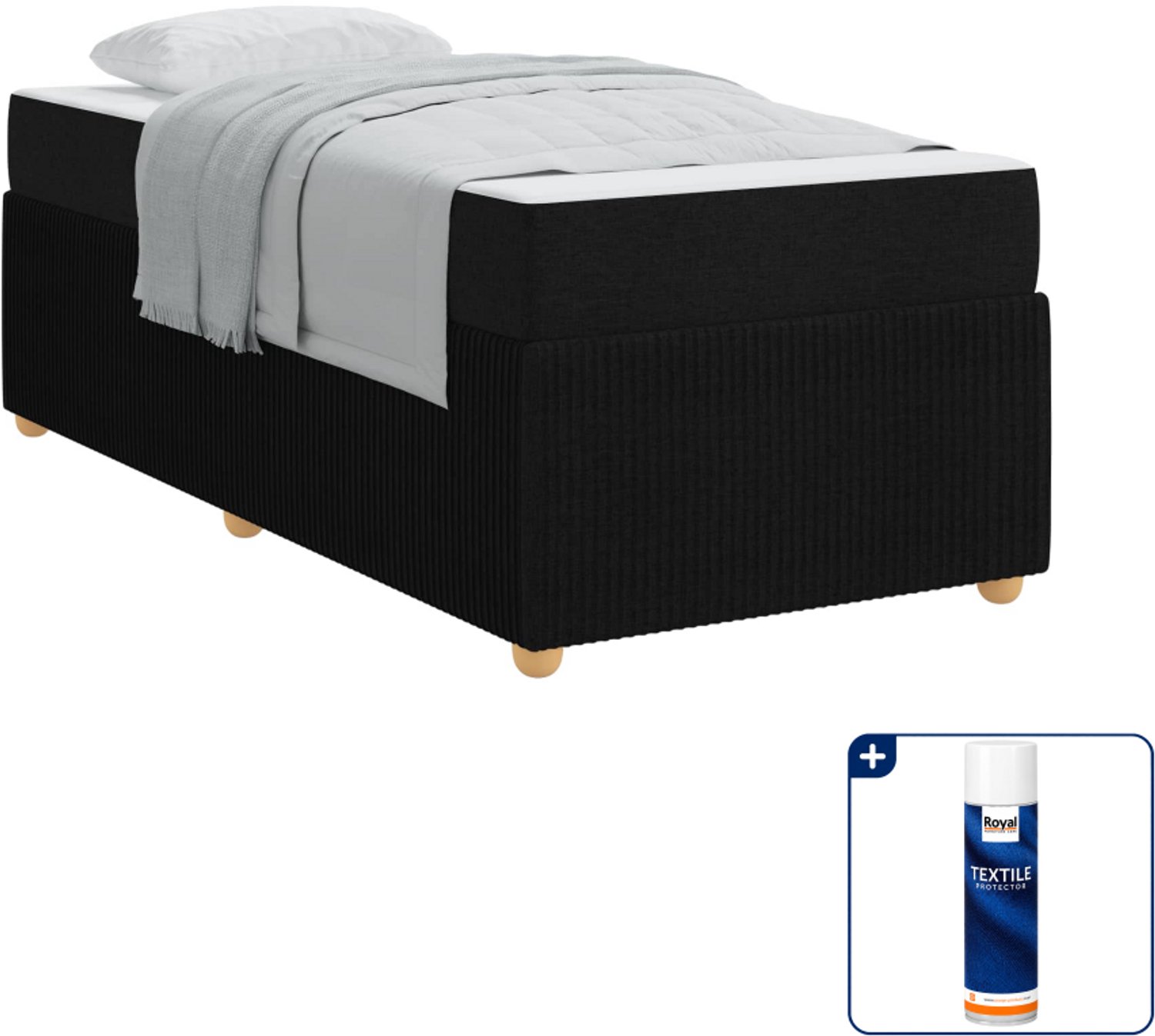 vidaXL bed met matras - 80 x 200 cm - zwart - Inclusief textielbeschermer 500 ml Taupe