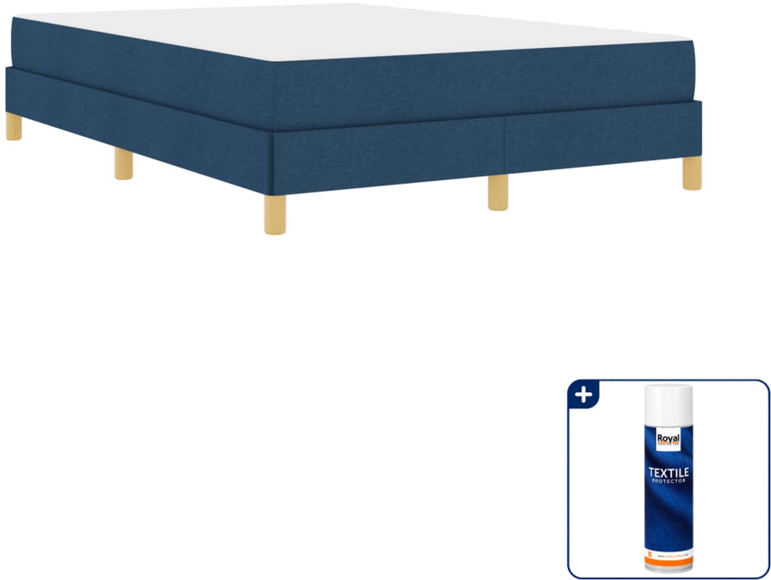 vidaXL Boxspringbed - Small double 140 x 200 cm - stof - blauw - Inclusief textielbeschermer 500 ml