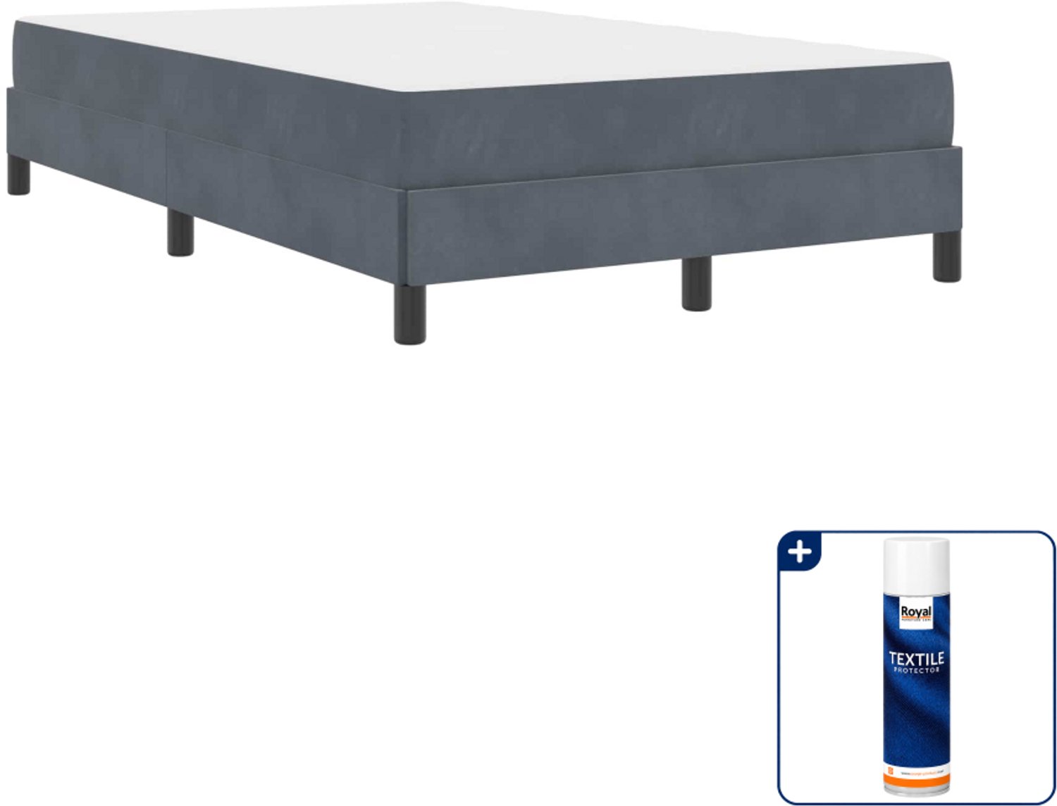vidaXL boxspringbed met matras - 120 x 200 cm - stof - donkergrijs - Inclusief textielbeschermer 500 ml