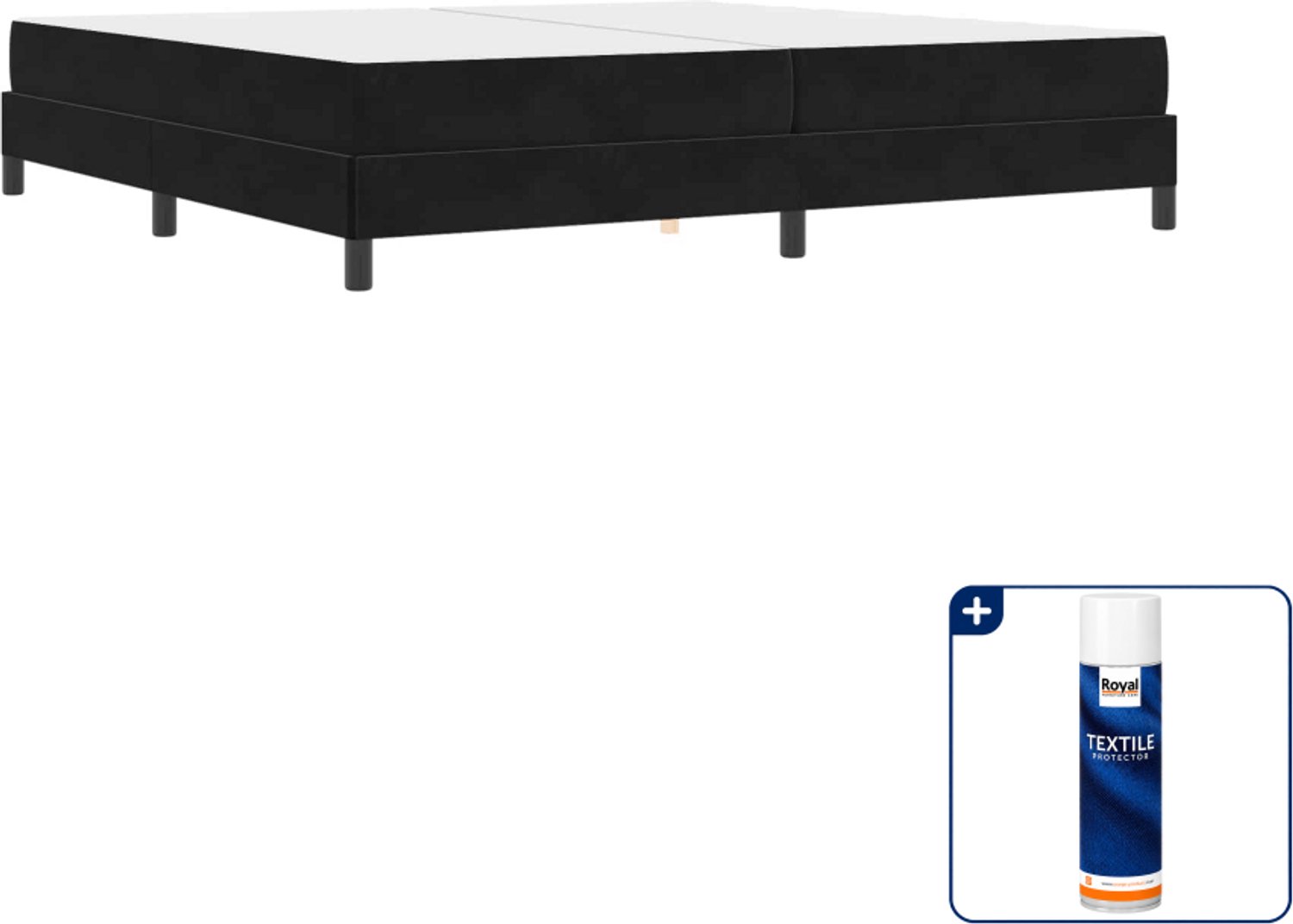 vidaXL boxspringbed met matras - 200 x 200 cm - stof - zwart - Inclusief textielbeschermer 500 ml Bruin