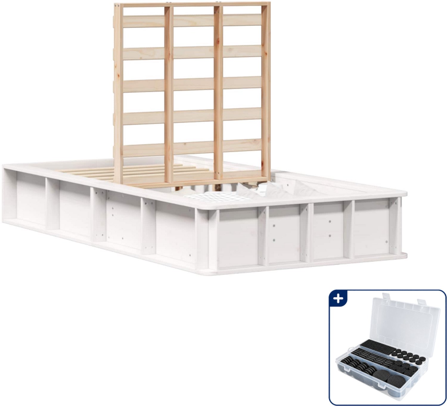 vidaXL bedframe - 80 x 200 cm - massief grenenhout - wit - Inclusief antikrasvilt 177-delig