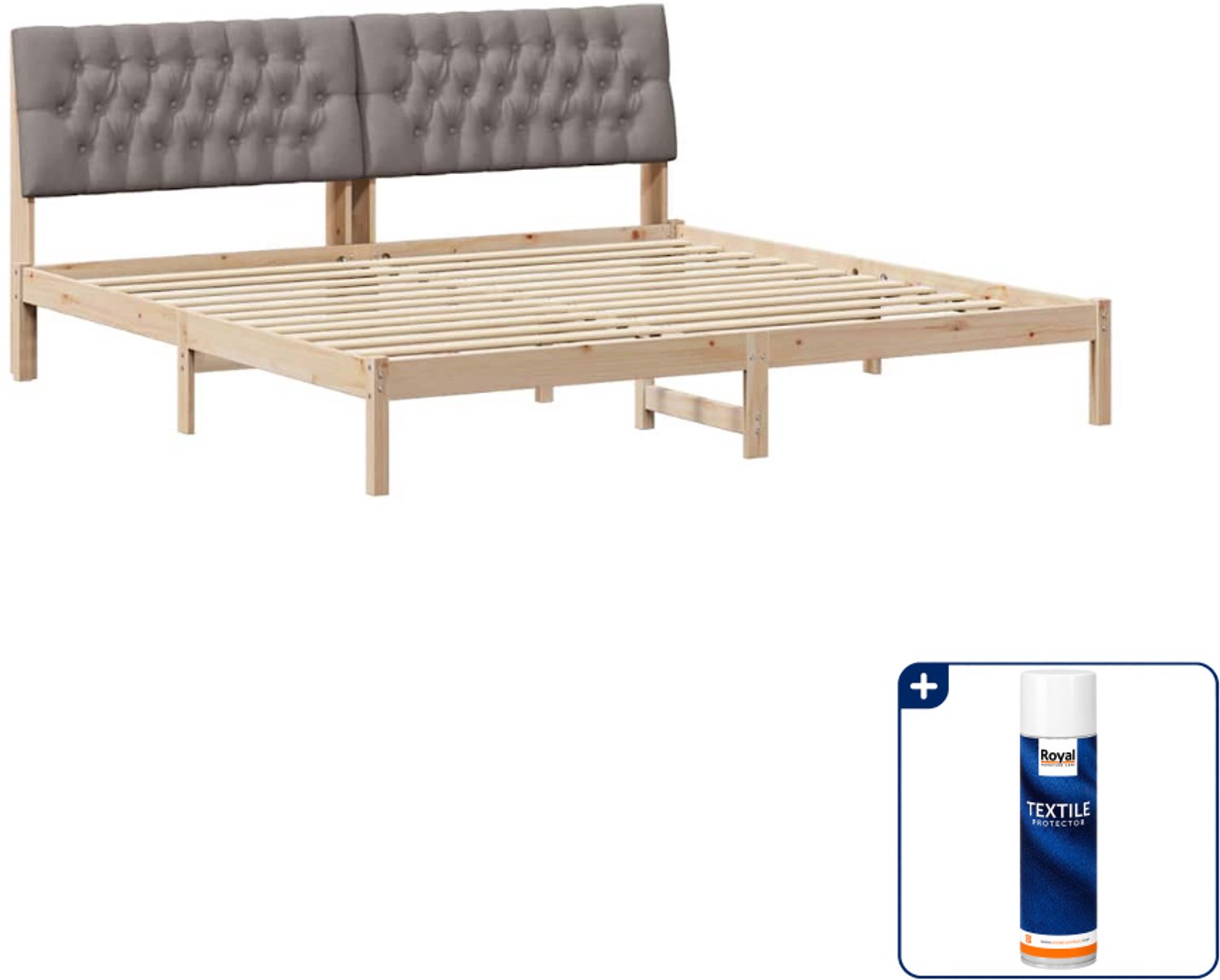 vidaXL bedframe - 200 x 200 cm - massief grenenhout - bruin - Inclusief textielbeschermer 500 ml