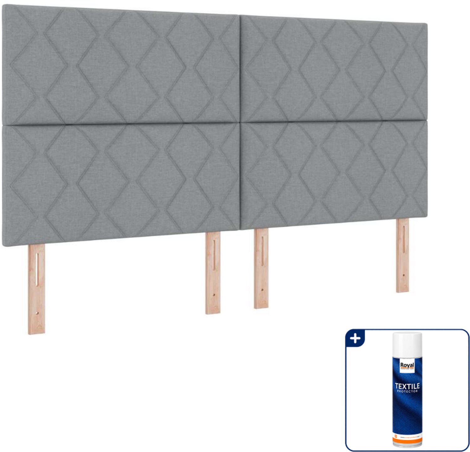 vidaXL Kingsize boxspring - 180 x 200 cm - lichtgrijs - Inclusief textielbeschermer 500 ml