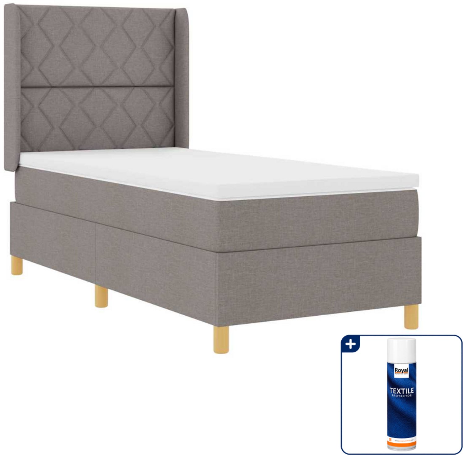 vidaXL boxspringbed - 90 x 190 cm - stof - taupe - Inclusief textielbeschermer 500 ml