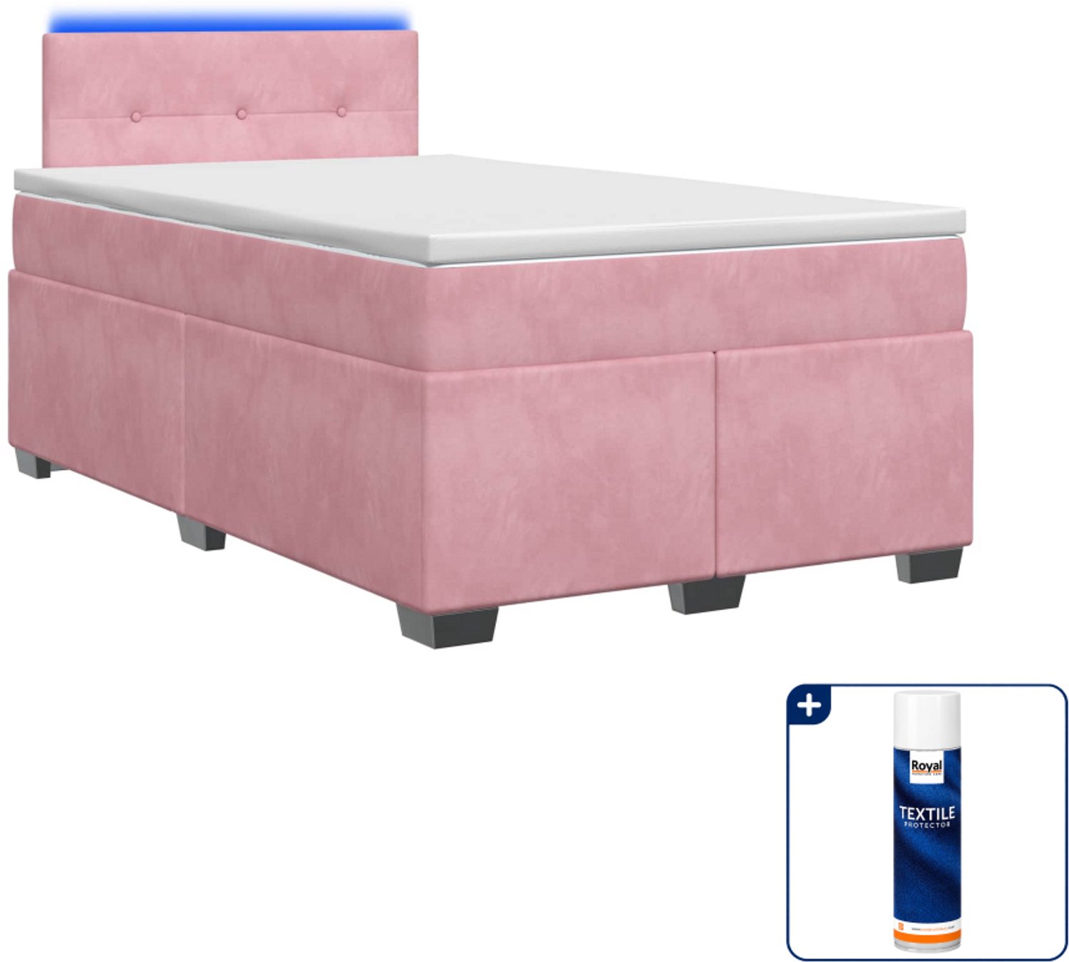 vidaXL boxspring - 120 x 200 cm - fluweel - roze - Inclusief textielbeschermer 500 ml