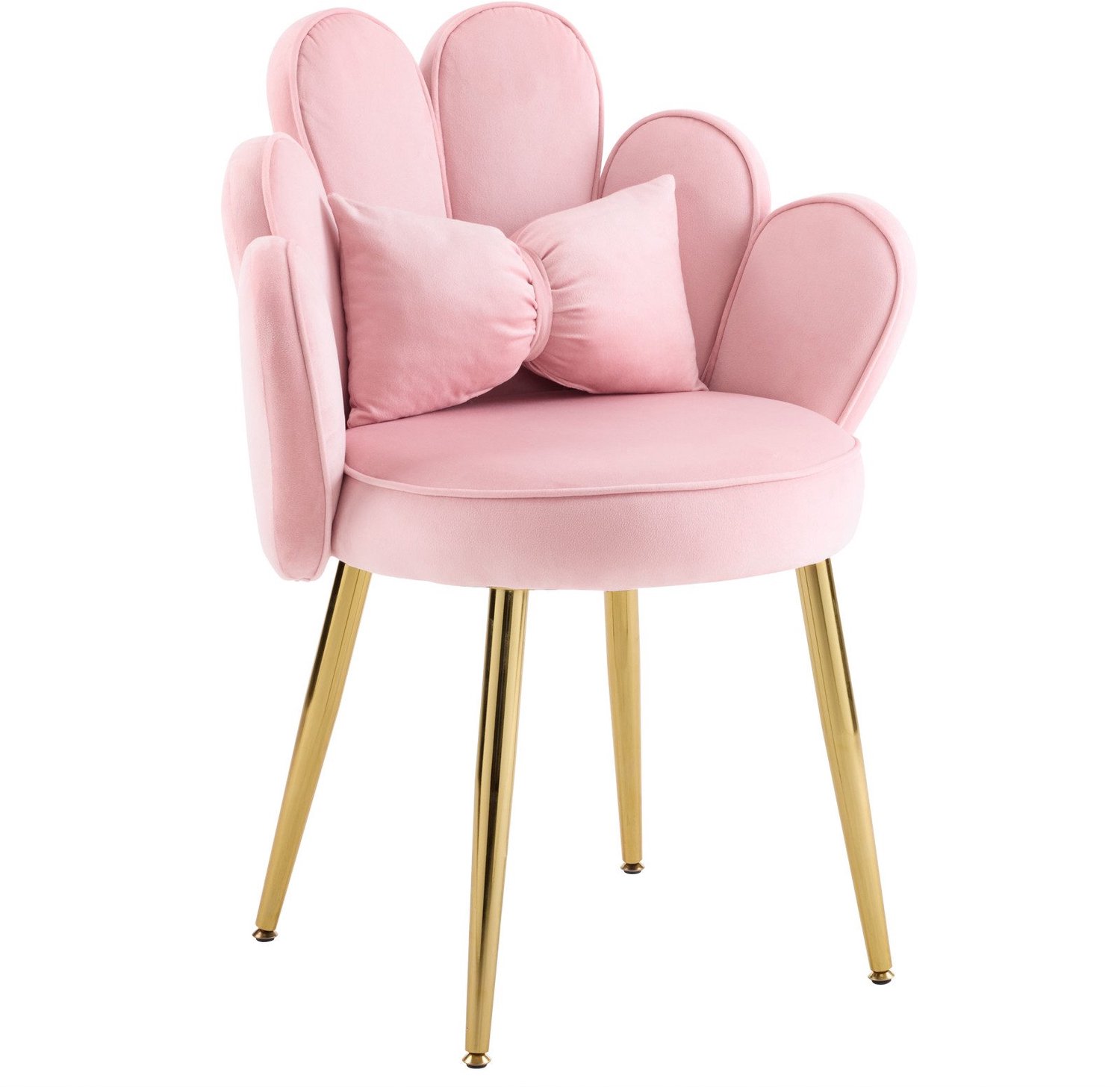 LEADZM Fauteuil - Make-upstoel - Kaptafelkruk Kapstoel – Keukenstoel –Bloemblad rugleuning –Roze Roze Velvet