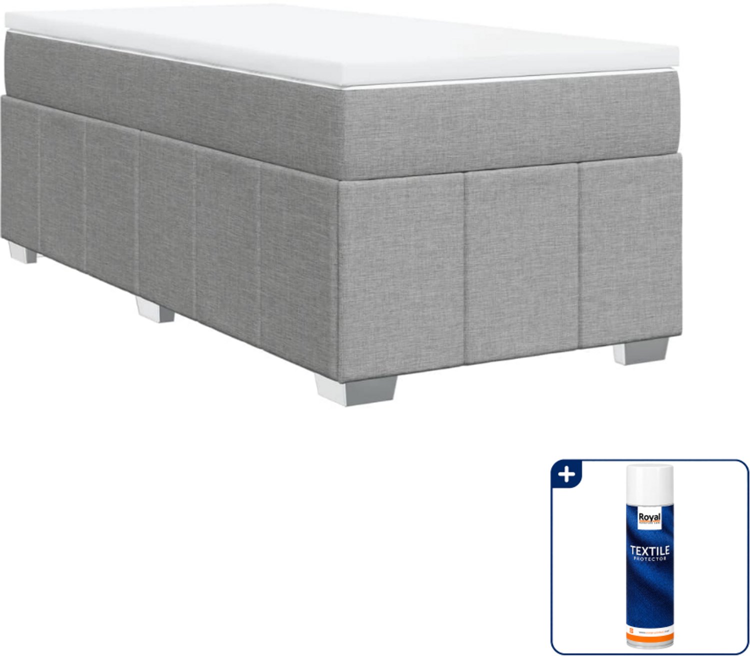 vidaXL boxspring met matras - 80 x 200 cm - lichtgrijs - Inclusief textielbeschermer 500 ml