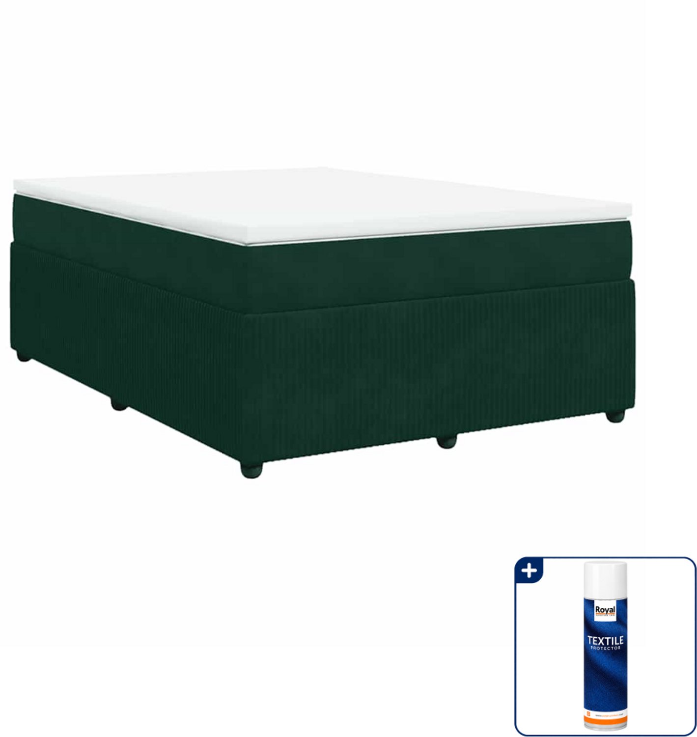 vidaXL Boxspring Small double - 140 x 200 cm - fluweel - donkergroen - Inclusief textielbeschermer 500 ml
